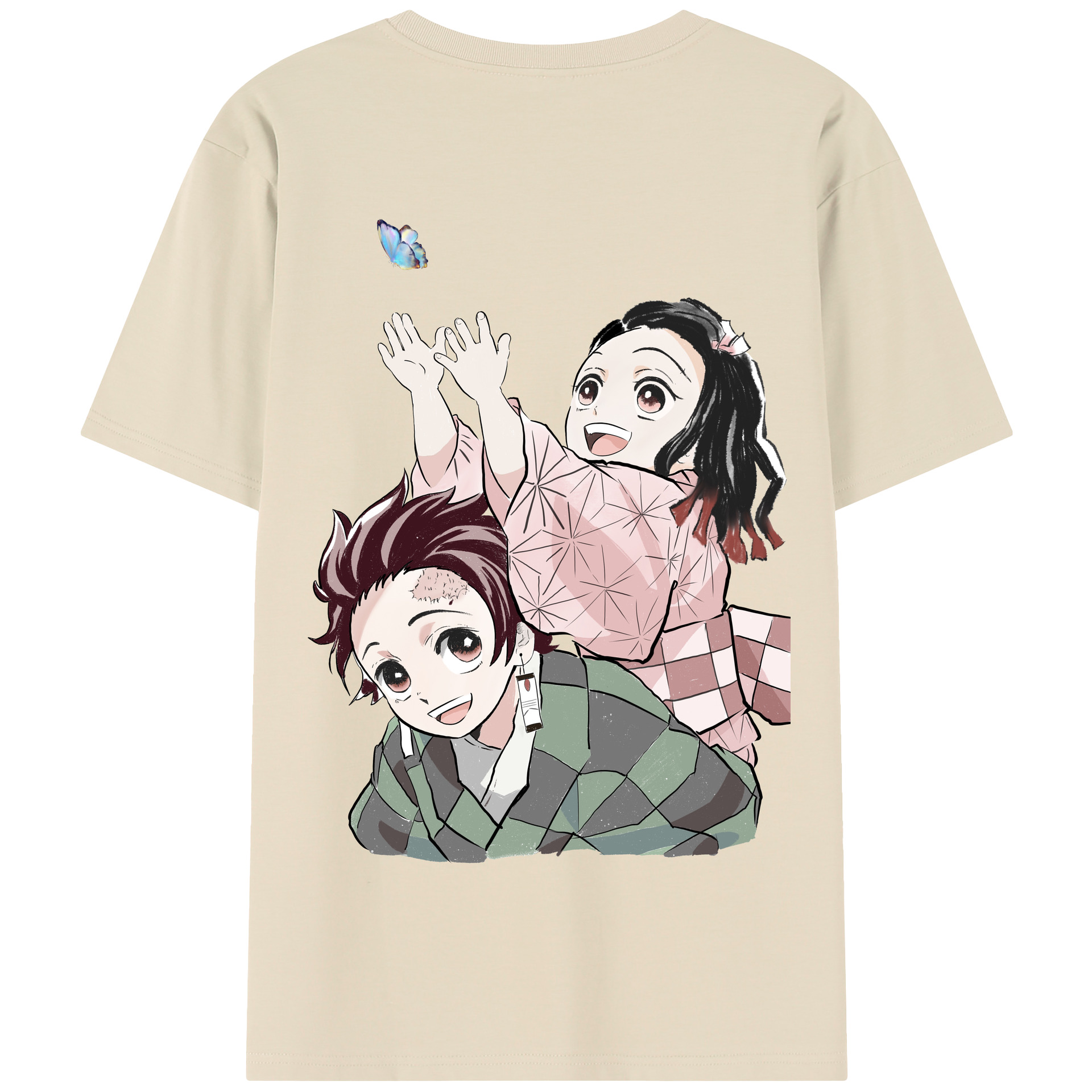 （画像用） 鬼滅の刃（きめつのやいば）竈門 禰󠄀豆子／かまど ねずこ Kamado Nezuko 綿100％半袖Tシャツ（背面プリント）