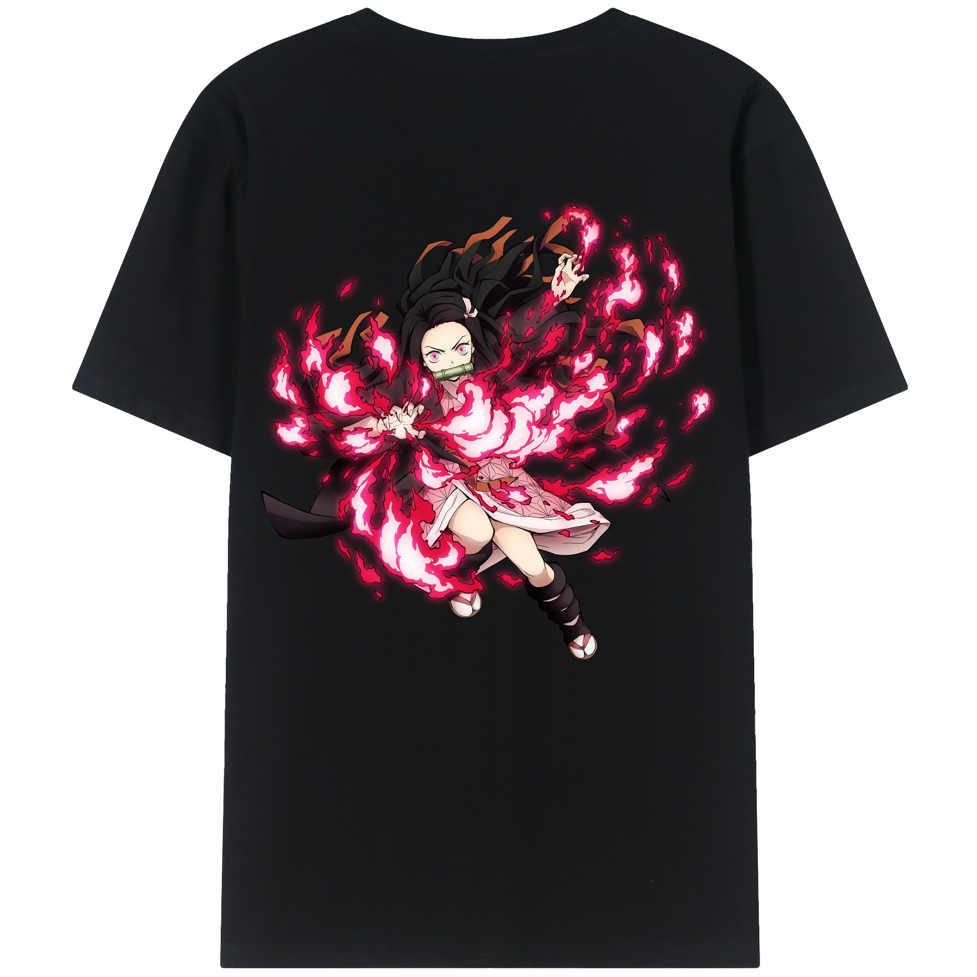 （画像用） 鬼滅の刃（きめつのやいば）竈門 禰󠄀豆子／かまど ねずこ Kamado Nezuko 綿100％半袖Tシャツ（背面プリント）
