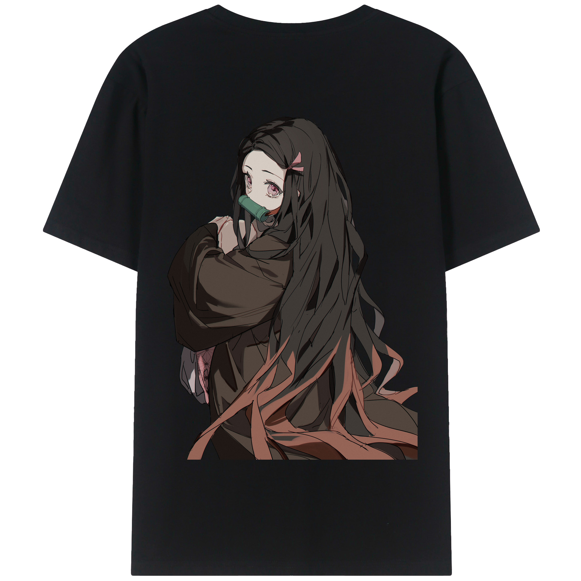 （画像用） 鬼滅の刃（きめつのやいば）竈門 禰󠄀豆子／かまど ねずこ Kamado Nezuko 綿100％半袖Tシャツ（背面プリント）