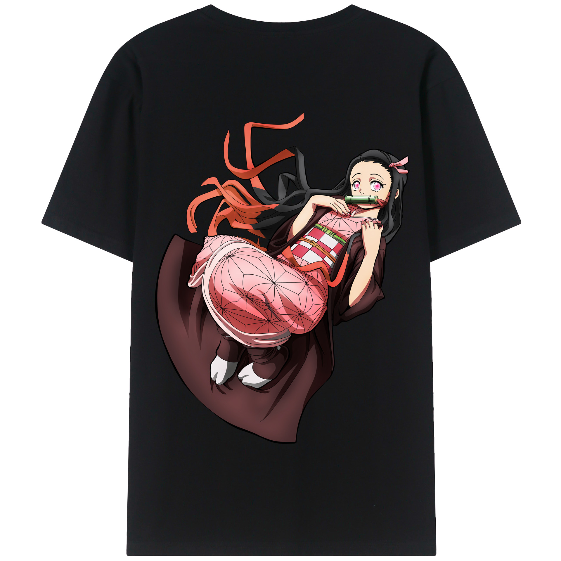 （画像用） 鬼滅の刃（きめつのやいば）竈門 禰󠄀豆子／かまど ねずこ Kamado Nezuko 綿100％半袖Tシャツ（背面プリント）
