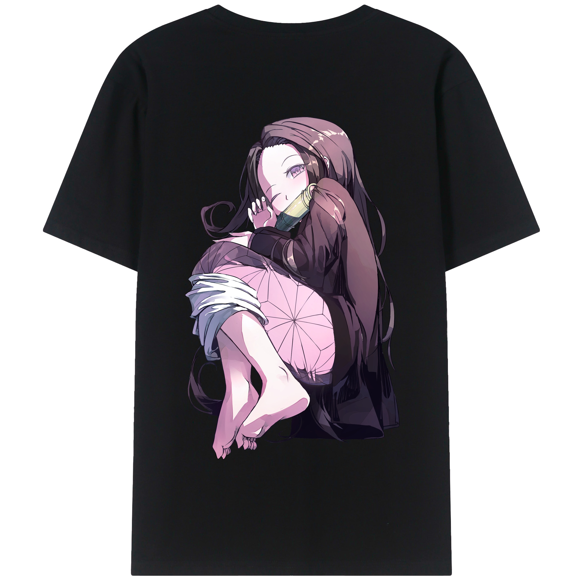 （画像用） 鬼滅の刃（きめつのやいば）竈門 禰󠄀豆子／かまど ねずこ Kamado Nezuko 綿100％半袖Tシャツ（背面プリント）