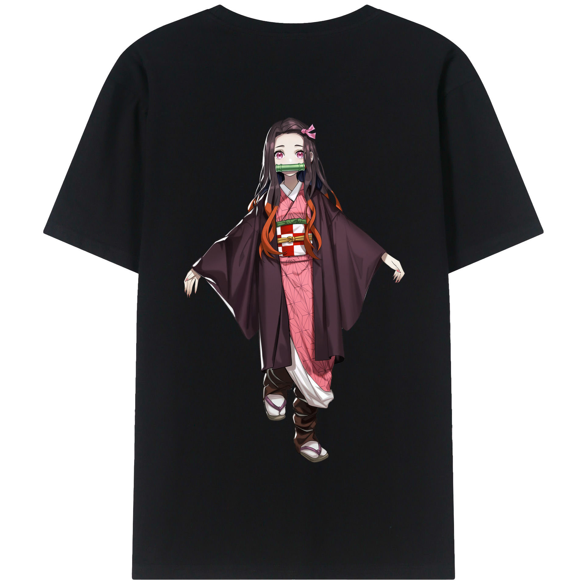 （画像用） 鬼滅の刃（きめつのやいば）竈門 禰󠄀豆子／かまど ねずこ Kamado Nezuko 綿100％半袖Tシャツ（背面プリント）