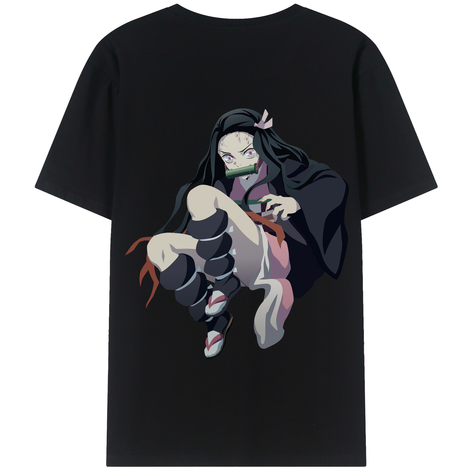 （画像用） 鬼滅の刃（きめつのやいば）竈門 禰󠄀豆子／かまど ねずこ Kamado Nezuko 綿100％半袖Tシャツ（背面プリント）