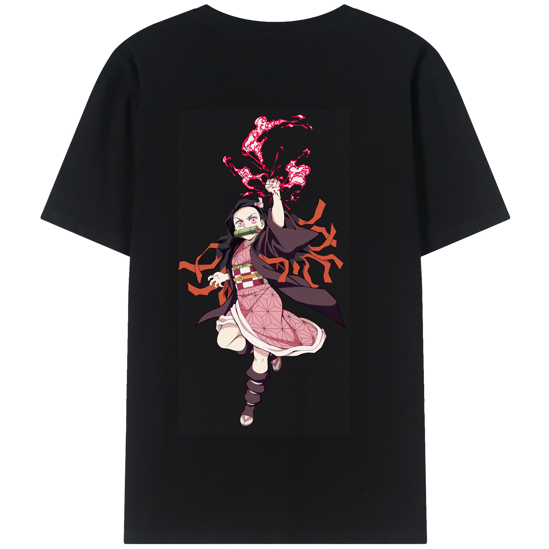 （画像用） 鬼滅の刃（きめつのやいば）竈門 禰󠄀豆子／かまど ねずこ Kamado Nezuko 綿100％半袖Tシャツ（背面プリント）