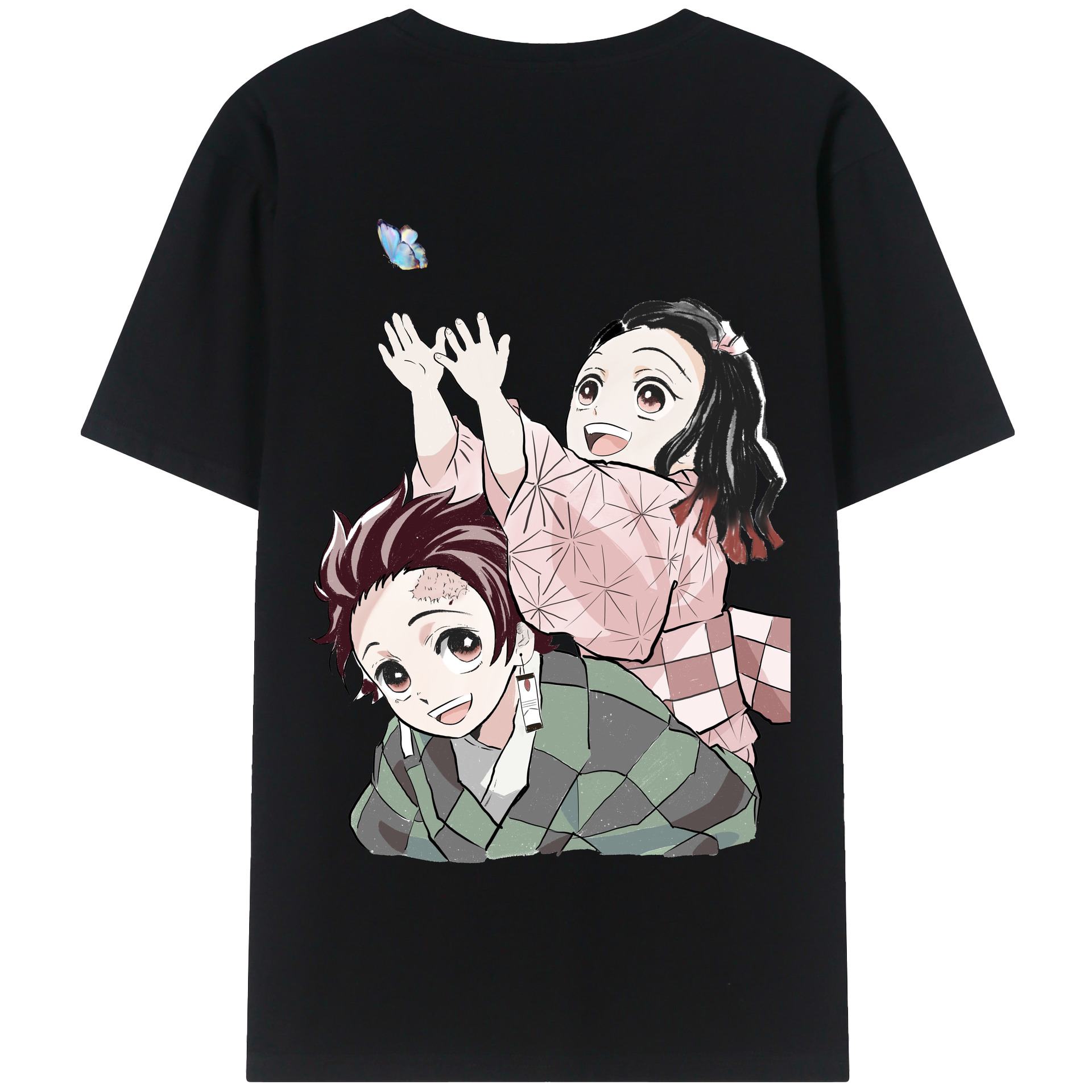（画像用） 鬼滅の刃（きめつのやいば）竈門 禰󠄀豆子／かまど ねずこ Kamado Nezuko 綿100％半袖Tシャツ（背面プリント）