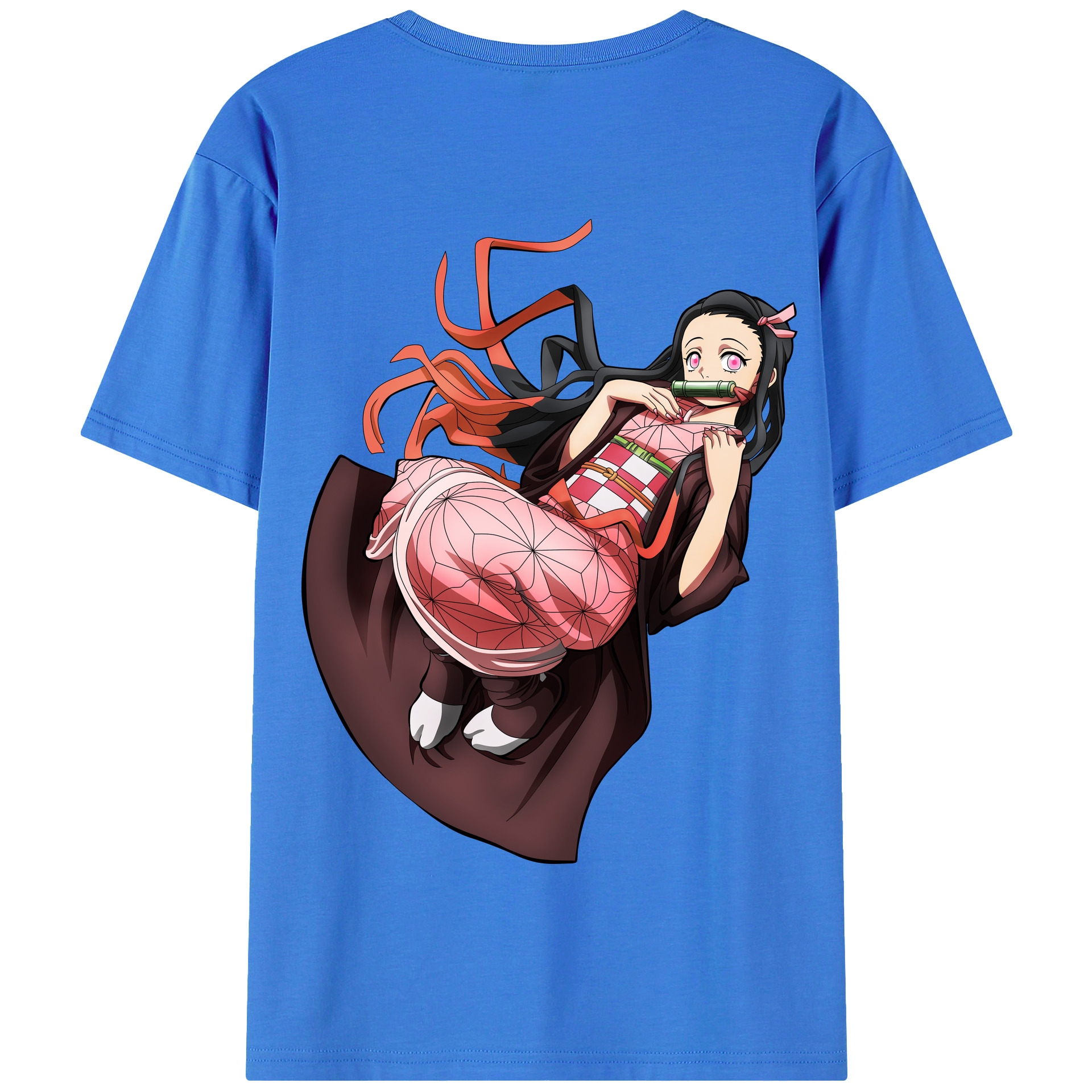 （画像用） 鬼滅の刃（きめつのやいば）竈門 禰󠄀豆子／かまど ねずこ Kamado Nezuko 綿100％半袖Tシャツ（背面プリント）