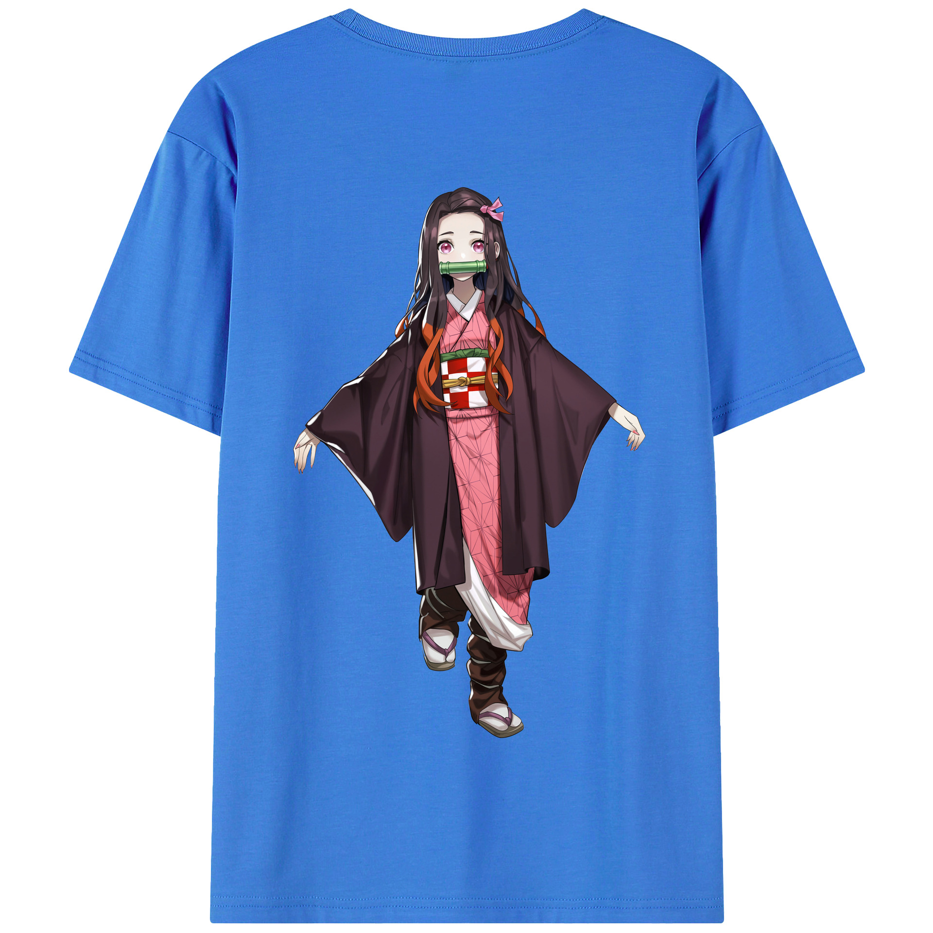 （画像用） 鬼滅の刃（きめつのやいば）竈門 禰󠄀豆子／かまど ねずこ Kamado Nezuko 綿100％半袖Tシャツ（背面プリント）