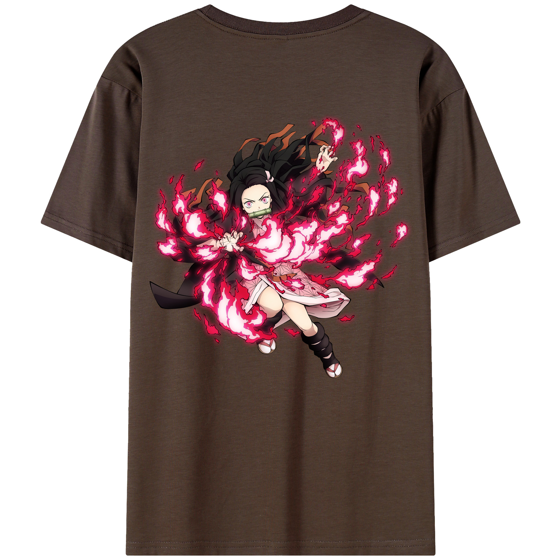 （画像用） 鬼滅の刃（きめつのやいば）竈門 禰󠄀豆子／かまど ねずこ Kamado Nezuko 綿100％半袖Tシャツ（背面プリント）