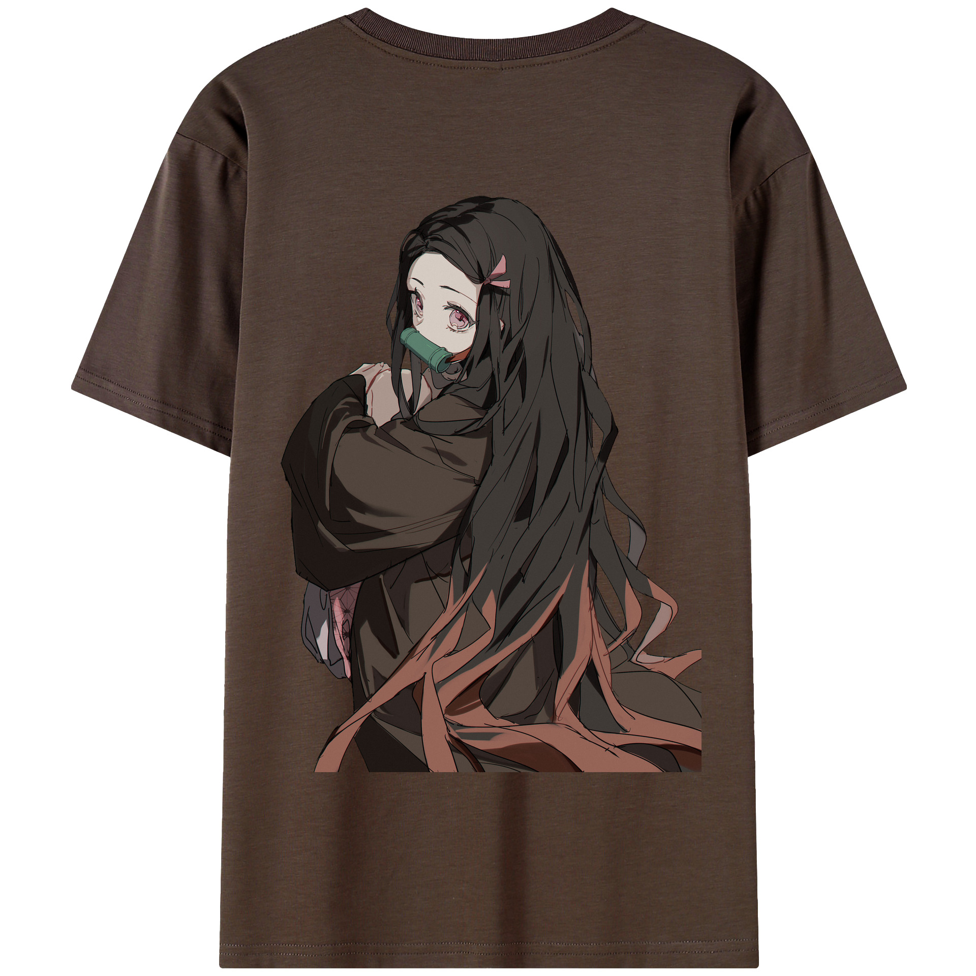 （画像用） 鬼滅の刃（きめつのやいば）竈門 禰󠄀豆子／かまど ねずこ Kamado Nezuko 綿100％半袖Tシャツ（背面プリント）