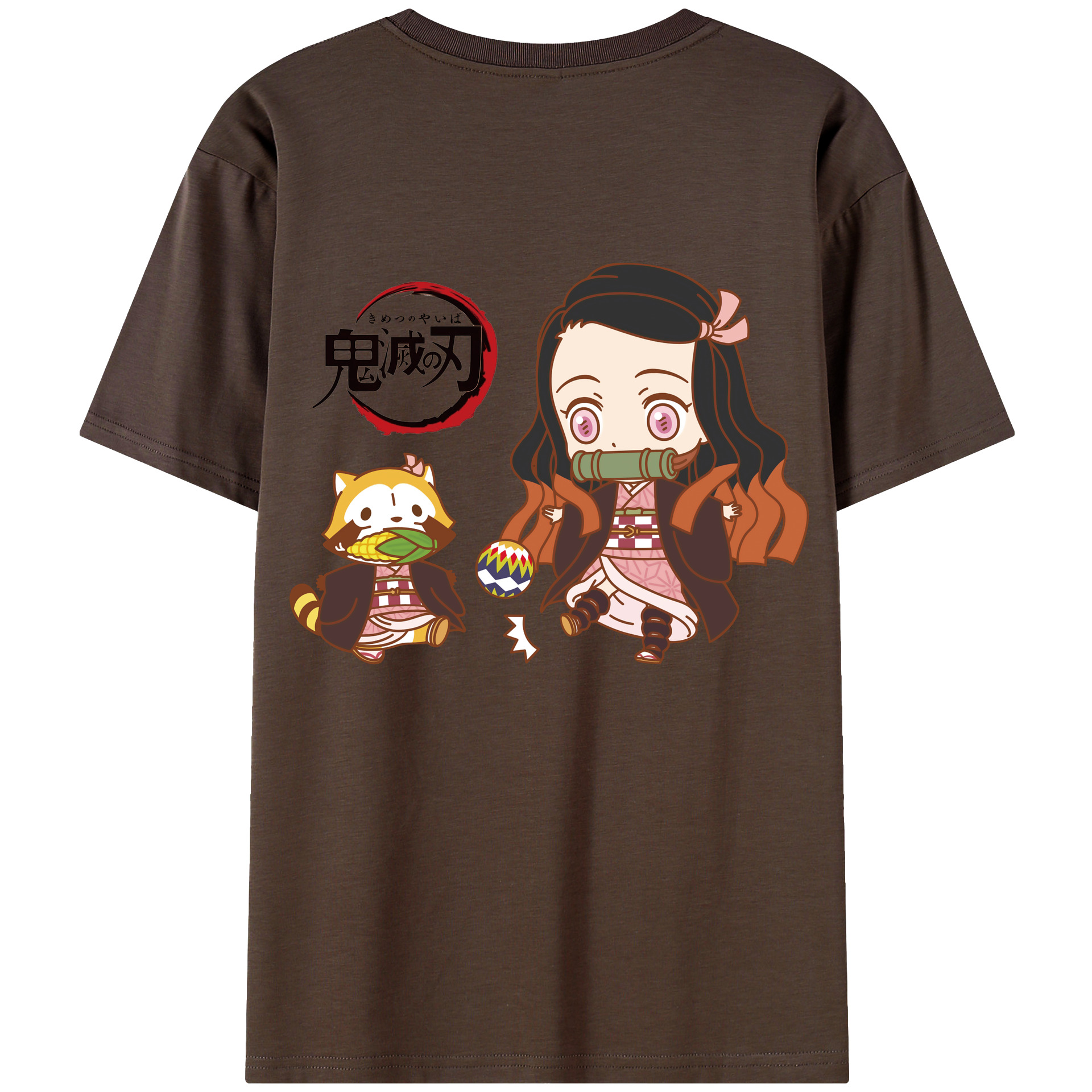 （画像用） 鬼滅の刃（きめつのやいば）竈門 禰󠄀豆子／かまど ねずこ Kamado Nezuko 綿100％半袖Tシャツ（背面プリント）