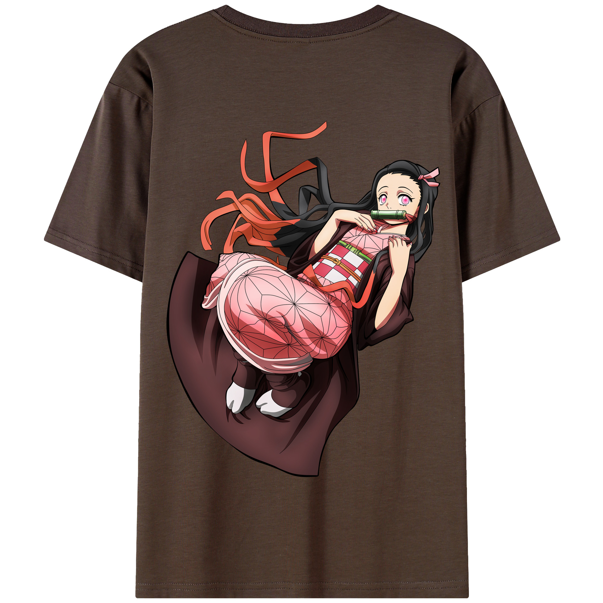 （画像用） 鬼滅の刃（きめつのやいば）竈門 禰󠄀豆子／かまど ねずこ Kamado Nezuko 綿100％半袖Tシャツ（背面プリント）