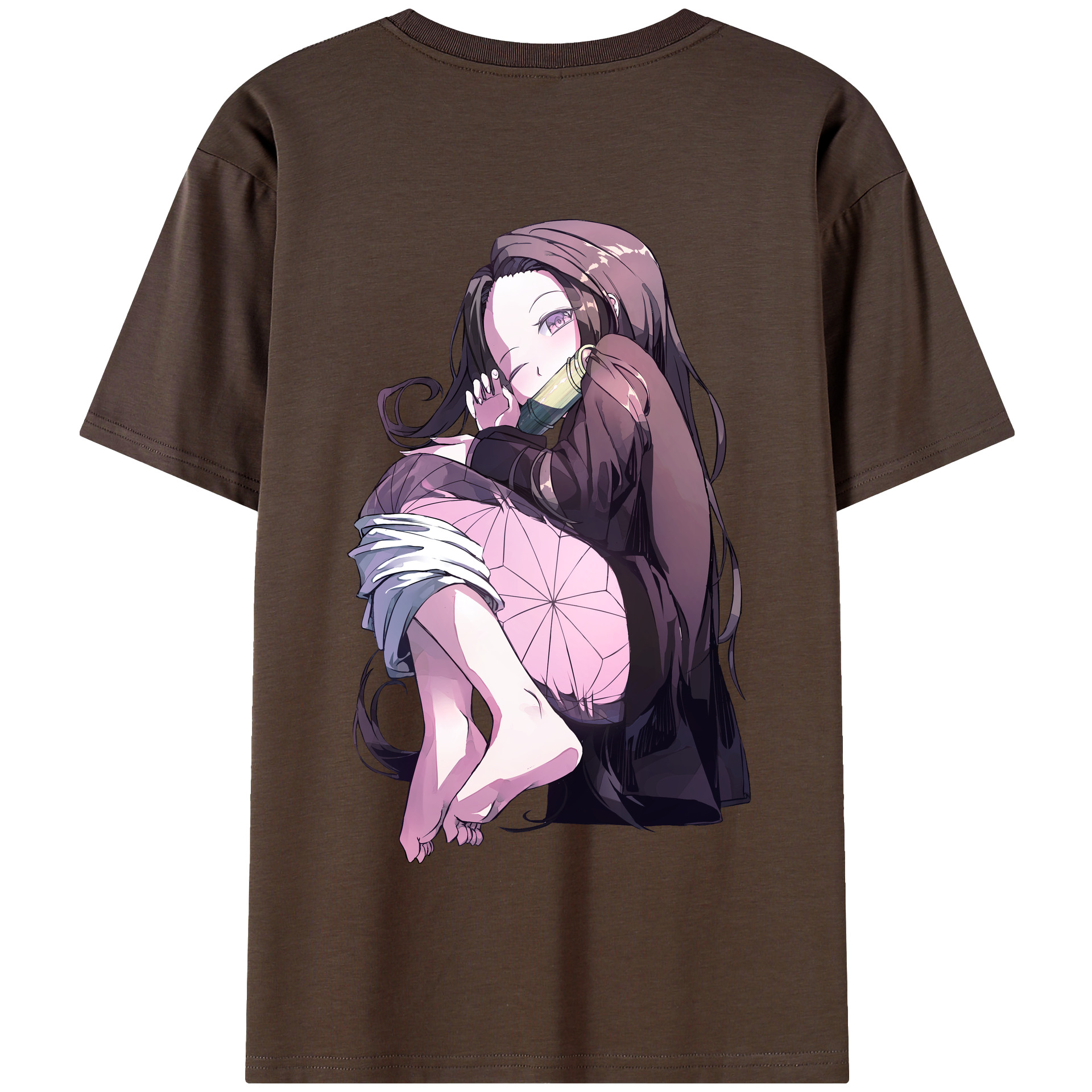 （画像用） 鬼滅の刃（きめつのやいば）竈門 禰󠄀豆子／かまど ねずこ Kamado Nezuko 綿100％半袖Tシャツ（背面プリント）
