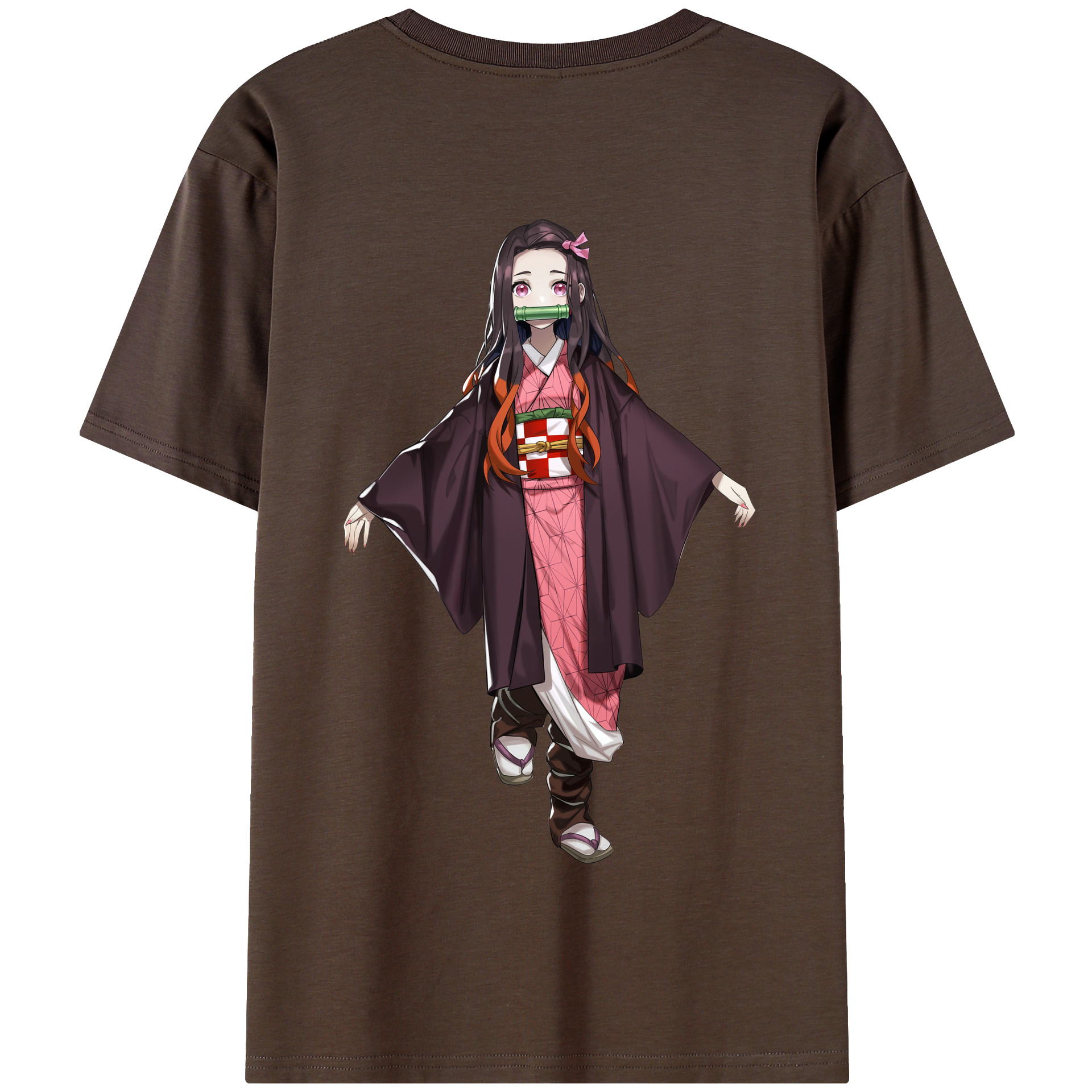 （画像用） 鬼滅の刃（きめつのやいば）竈門 禰󠄀豆子／かまど ねずこ Kamado Nezuko 綿100％半袖Tシャツ（背面プリント）