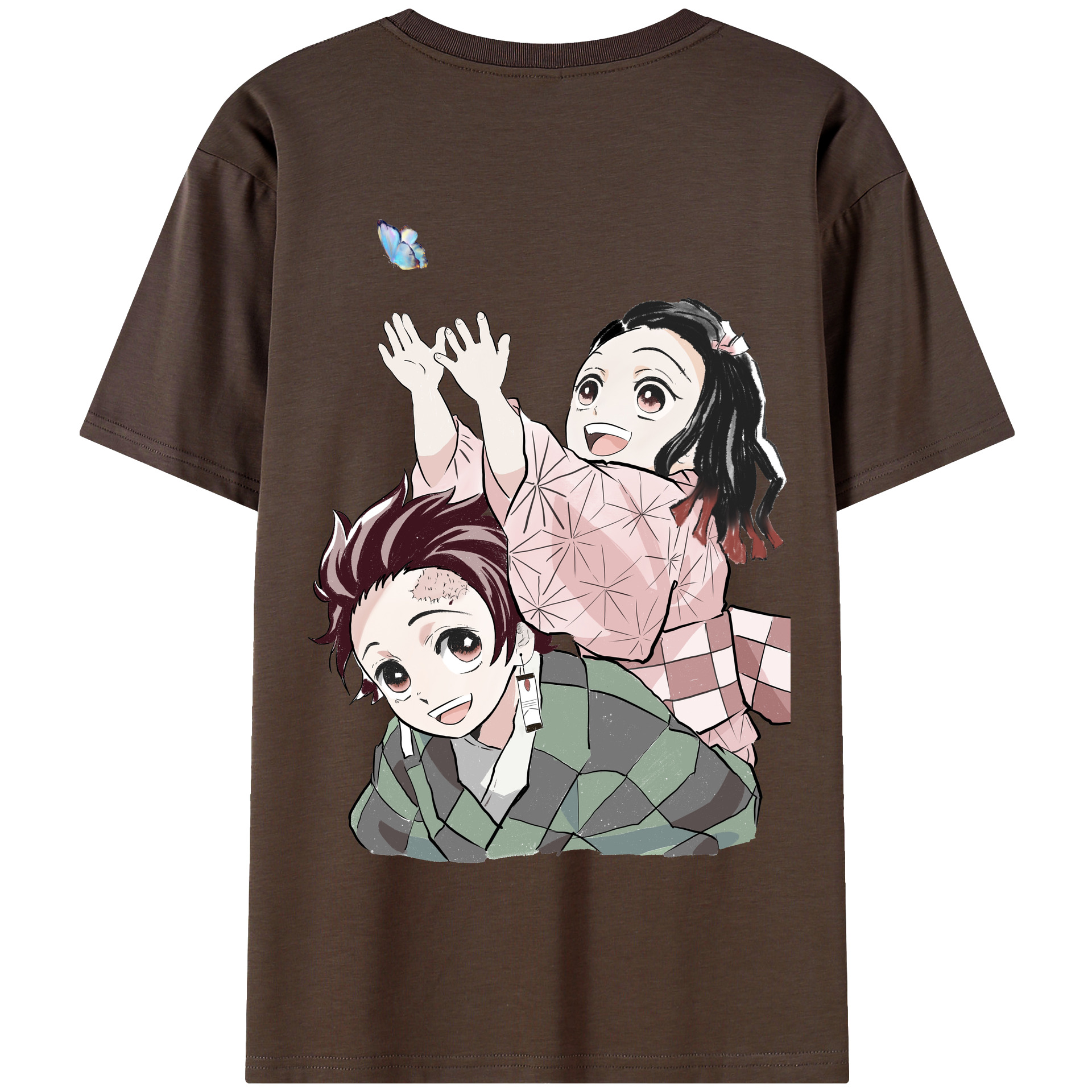 （画像用） 鬼滅の刃（きめつのやいば）竈門 禰󠄀豆子／かまど ねずこ Kamado Nezuko 綿100％半袖Tシャツ（背面プリント）