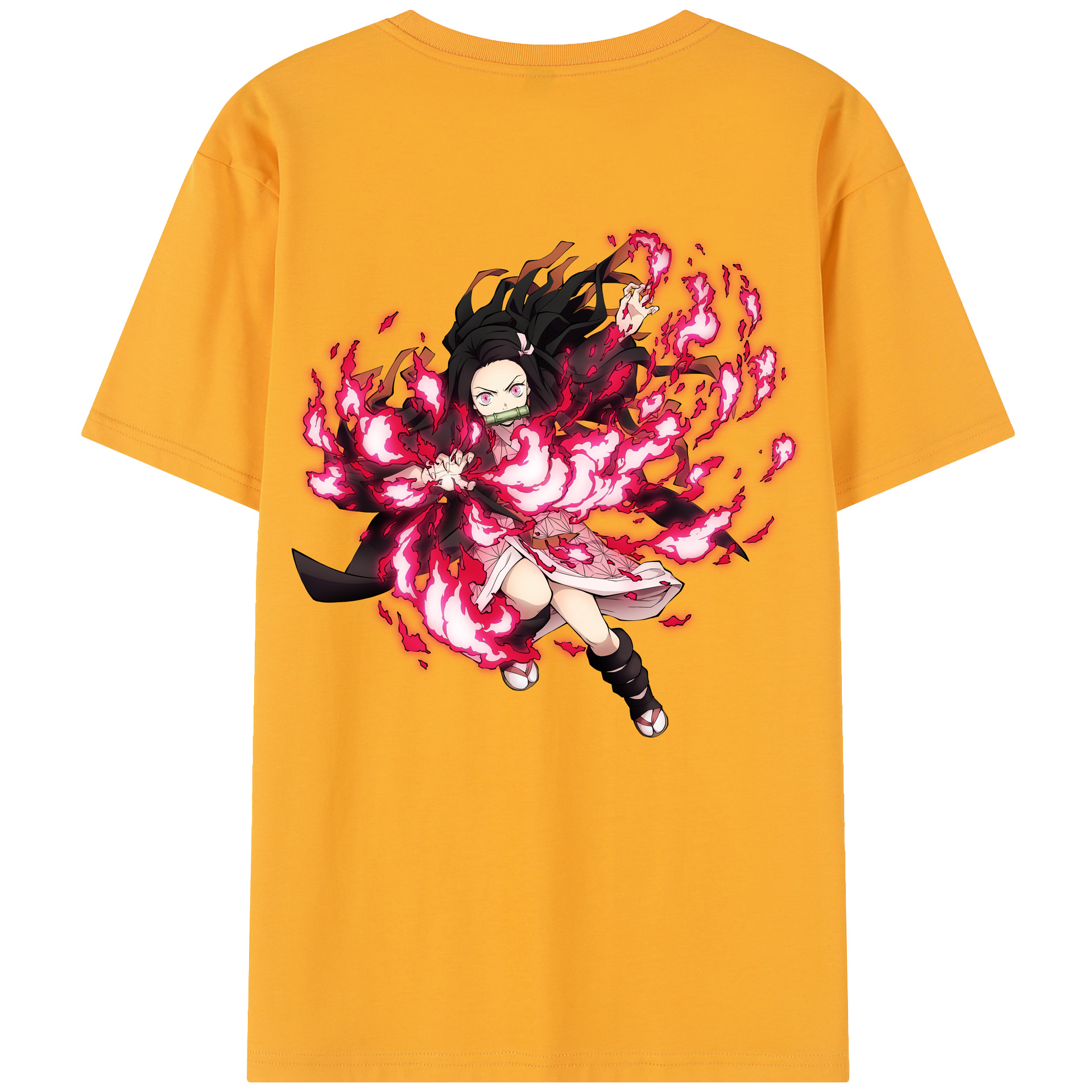 （画像用） 鬼滅の刃（きめつのやいば）竈門 禰󠄀豆子／かまど ねずこ Kamado Nezuko 綿100％半袖Tシャツ（背面プリント）