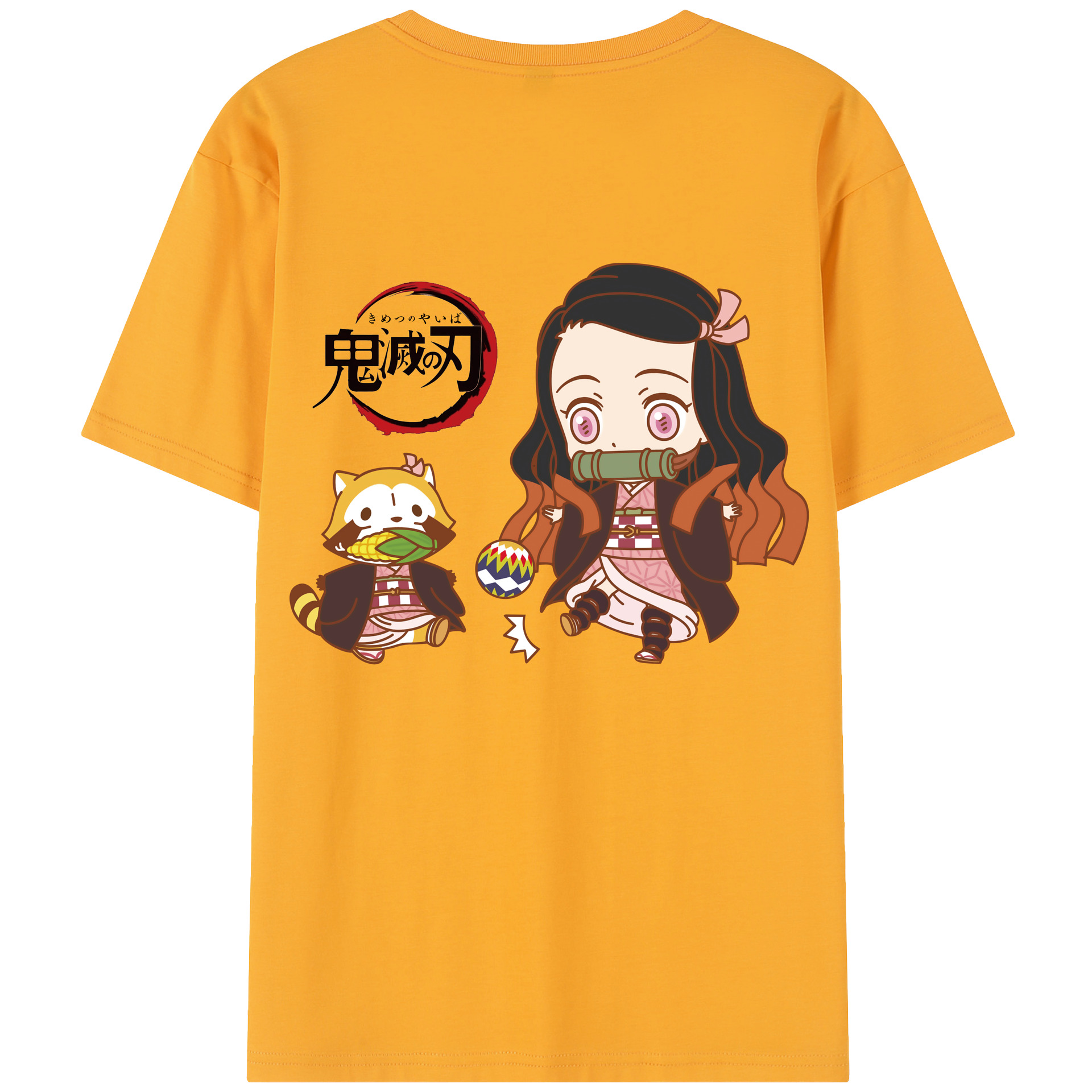 （画像用） 鬼滅の刃（きめつのやいば）竈門 禰󠄀豆子／かまど ねずこ Kamado Nezuko 綿100％半袖Tシャツ（背面プリント）