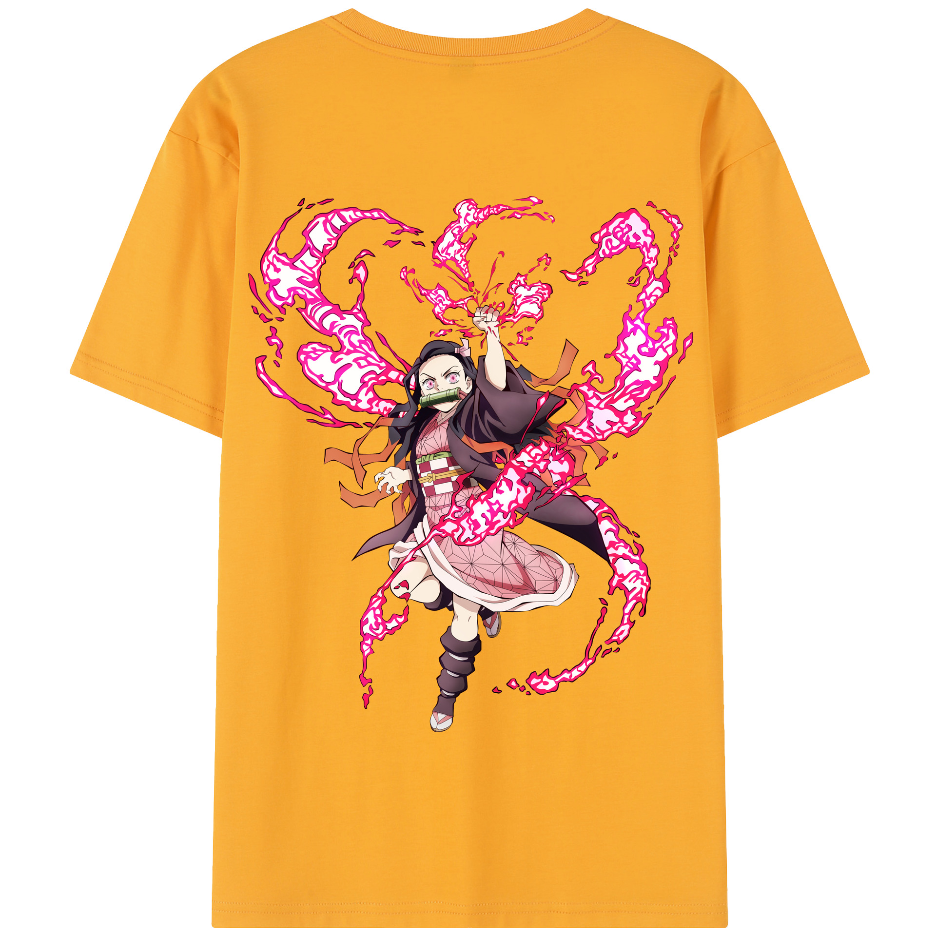 （画像用） 鬼滅の刃（きめつのやいば）竈門 禰󠄀豆子／かまど ねずこ Kamado Nezuko 綿100％半袖Tシャツ（背面プリント）