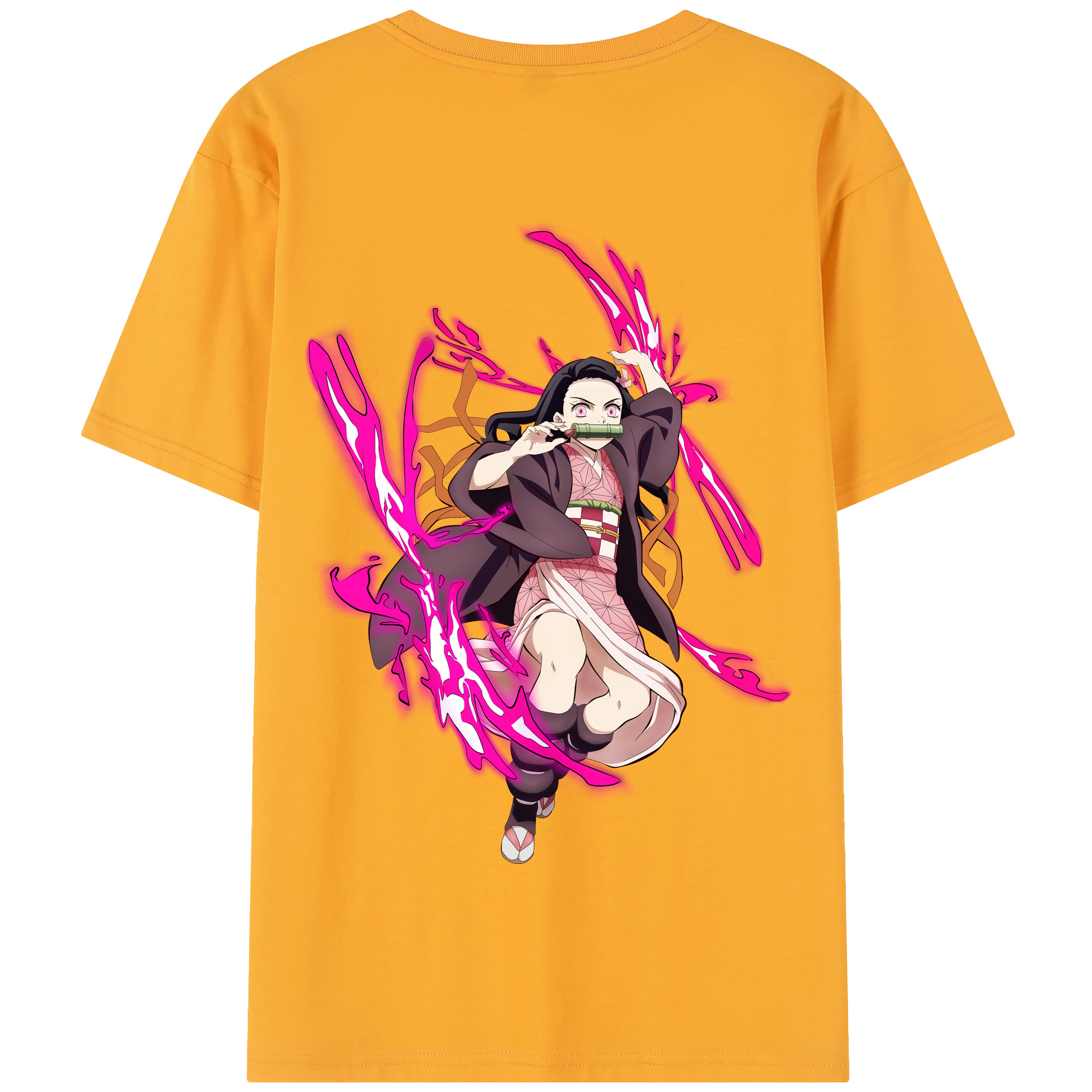 （画像用） 鬼滅の刃（きめつのやいば）竈門 禰󠄀豆子／かまど ねずこ Kamado Nezuko 綿100％半袖Tシャツ（背面プリント）