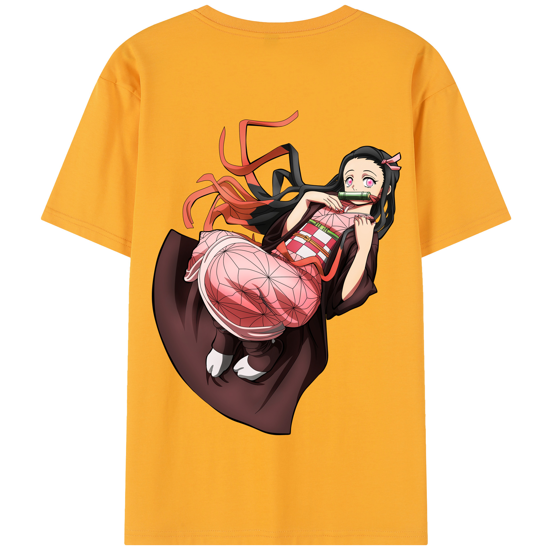 （画像用） 鬼滅の刃（きめつのやいば）竈門 禰󠄀豆子／かまど ねずこ Kamado Nezuko 綿100％半袖Tシャツ（背面プリント）