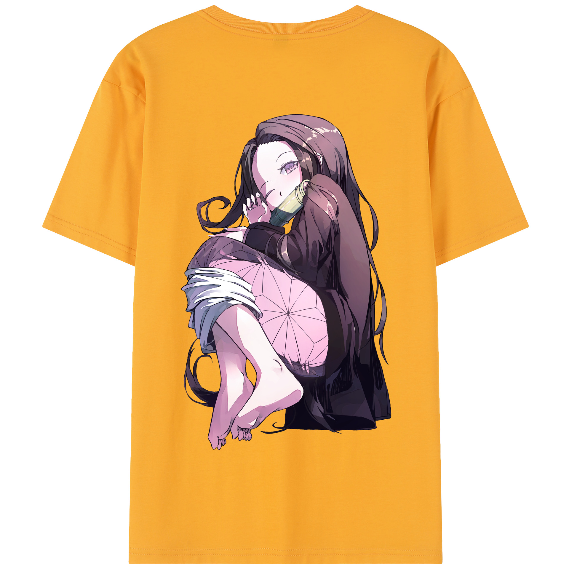 （画像用） 鬼滅の刃（きめつのやいば）竈門 禰󠄀豆子／かまど ねずこ Kamado Nezuko 綿100％半袖Tシャツ（背面プリント）