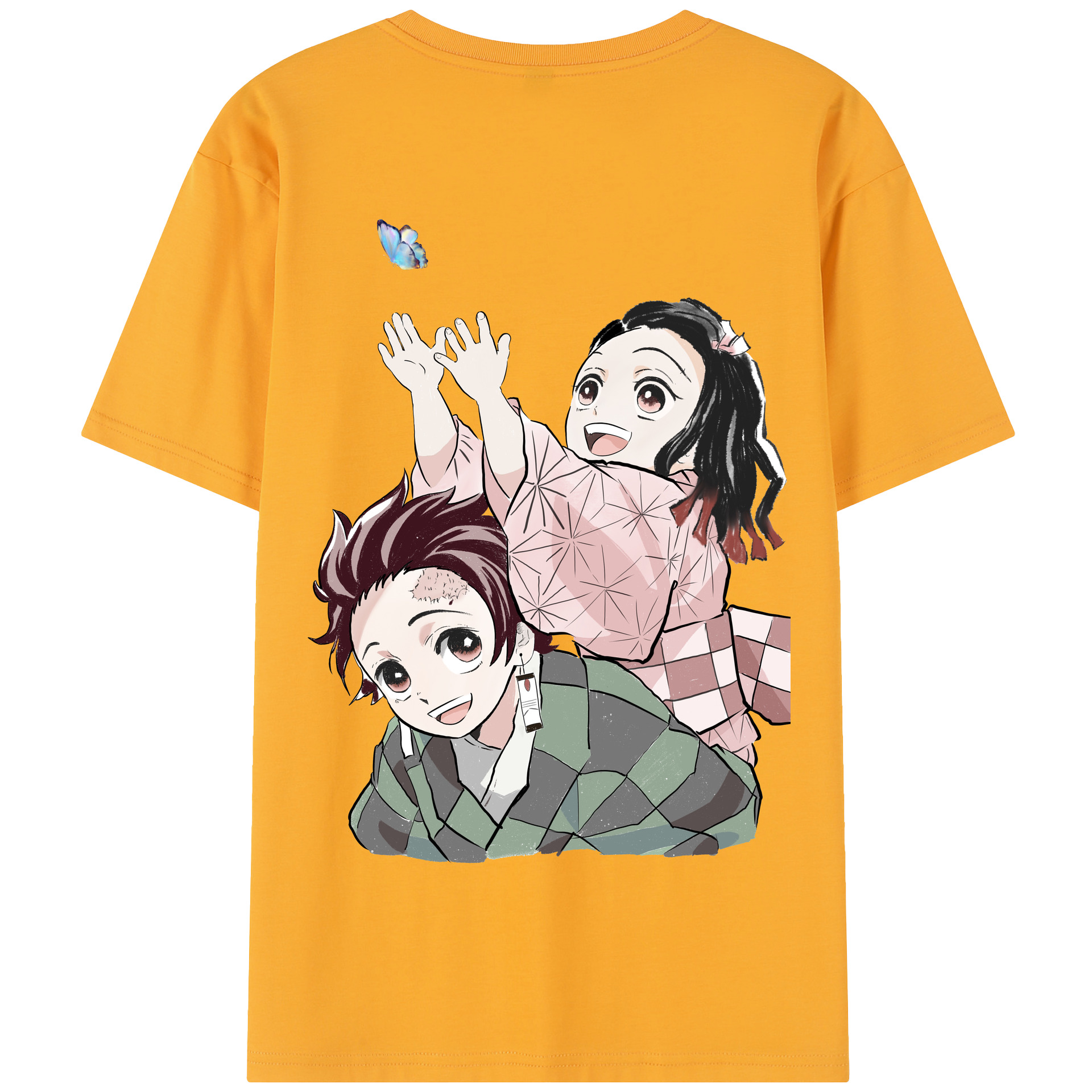 （画像用） 鬼滅の刃（きめつのやいば）竈門 禰󠄀豆子／かまど ねずこ Kamado Nezuko 綿100％半袖Tシャツ（背面プリント）