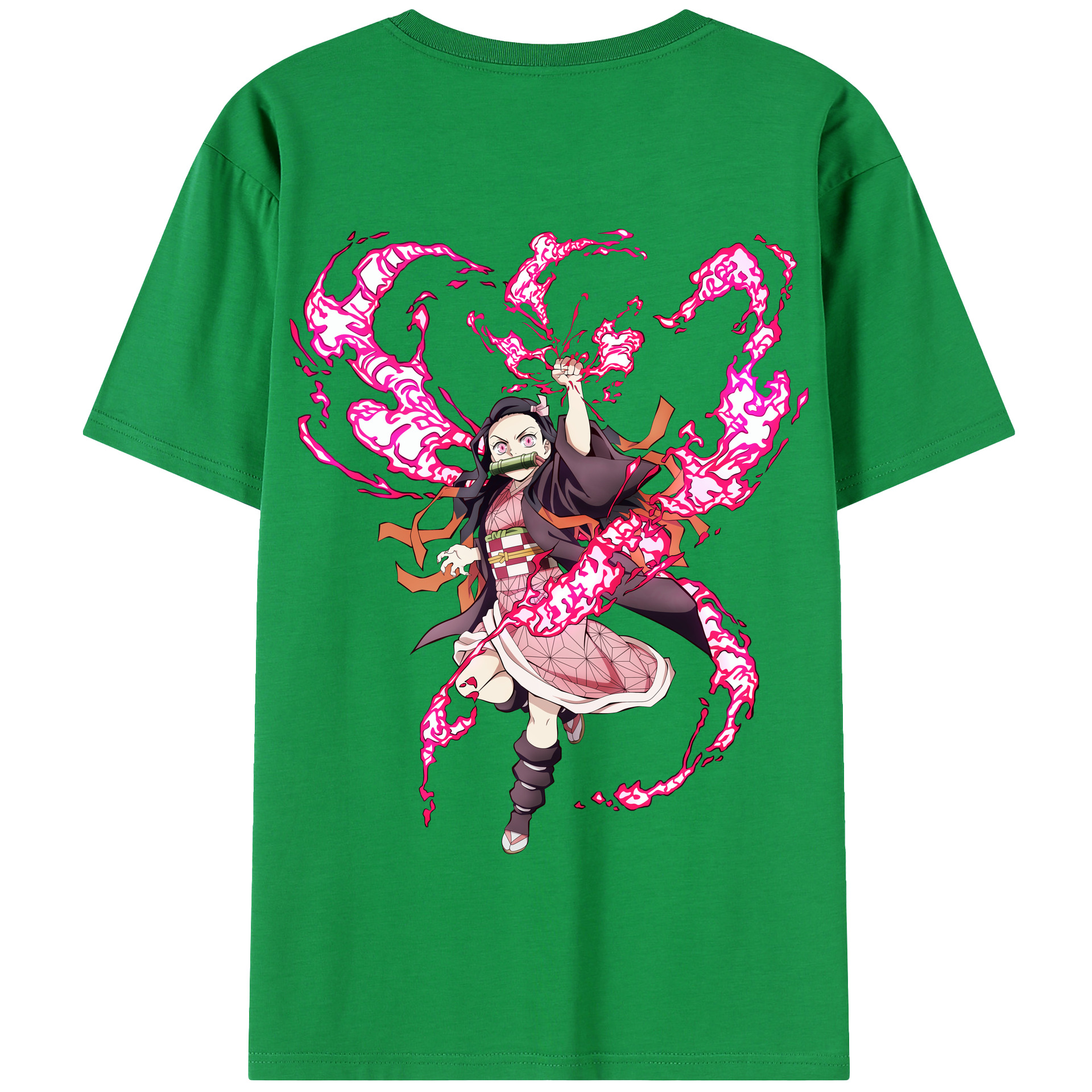 （画像用） 鬼滅の刃（きめつのやいば）竈門 禰󠄀豆子／かまど ねずこ Kamado Nezuko 綿100％半袖Tシャツ（背面プリント）