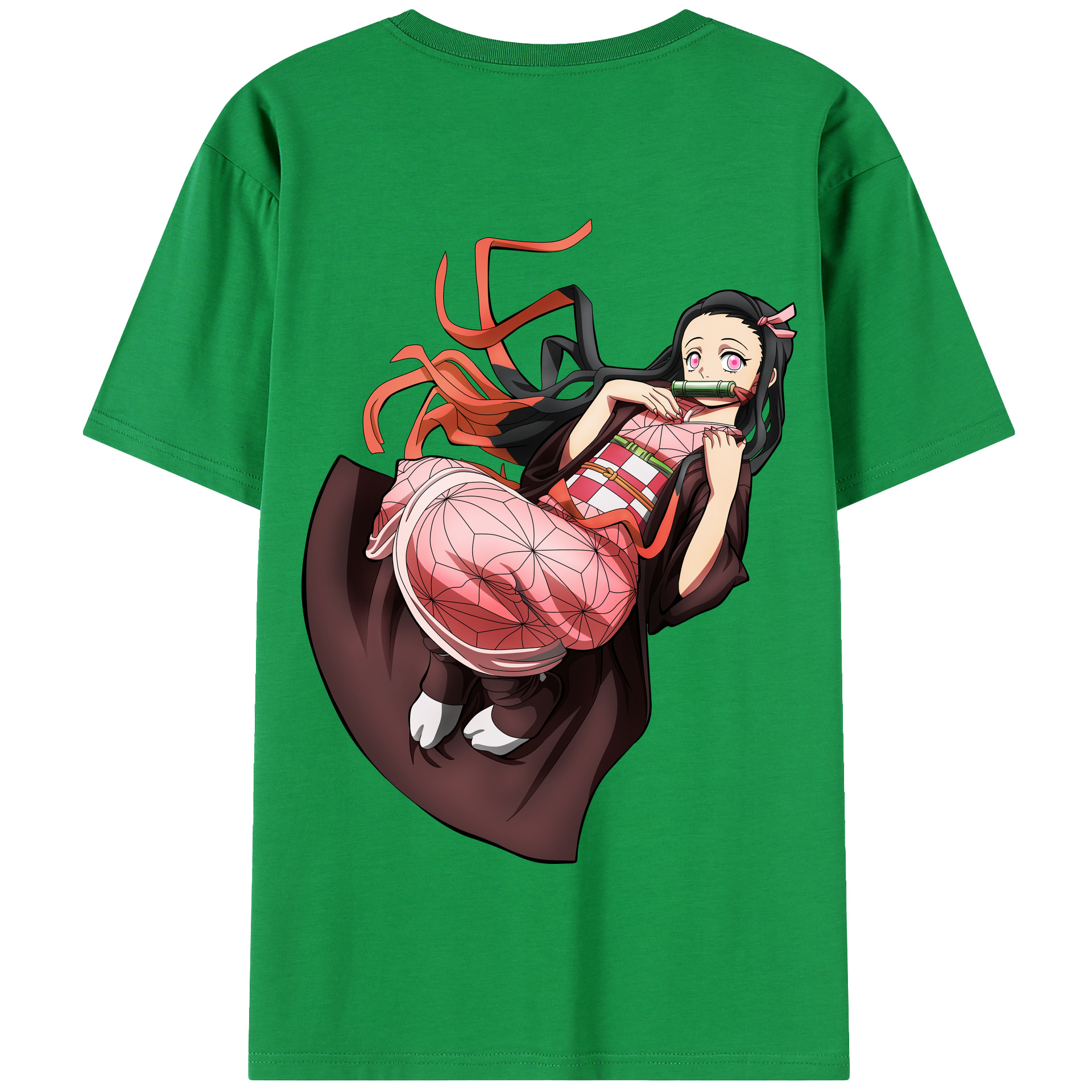 （画像用） 鬼滅の刃（きめつのやいば）竈門 禰󠄀豆子／かまど ねずこ Kamado Nezuko 綿100％半袖Tシャツ（背面プリント）