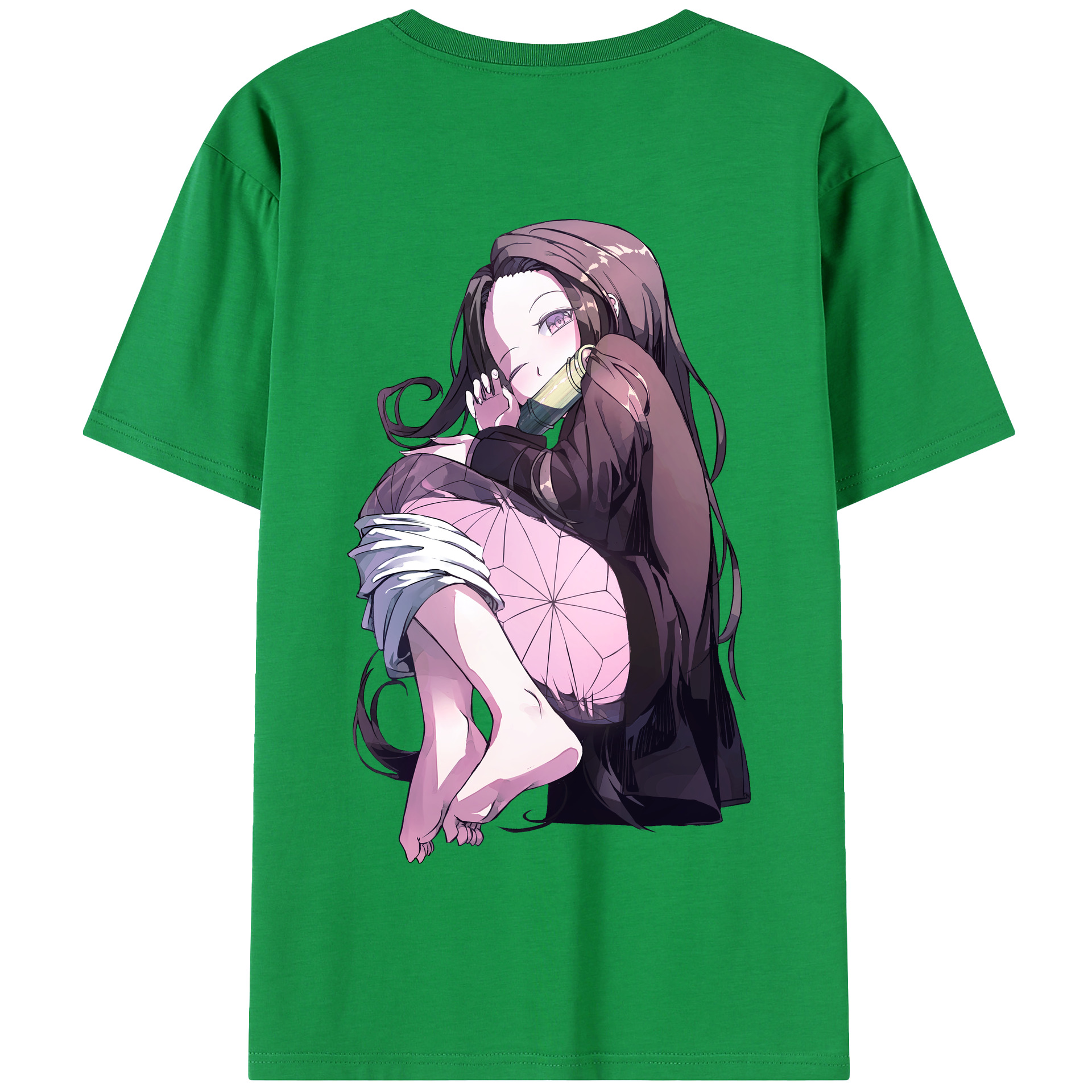 （画像用） 鬼滅の刃（きめつのやいば）竈門 禰󠄀豆子／かまど ねずこ Kamado Nezuko 綿100％半袖Tシャツ（背面プリント）
