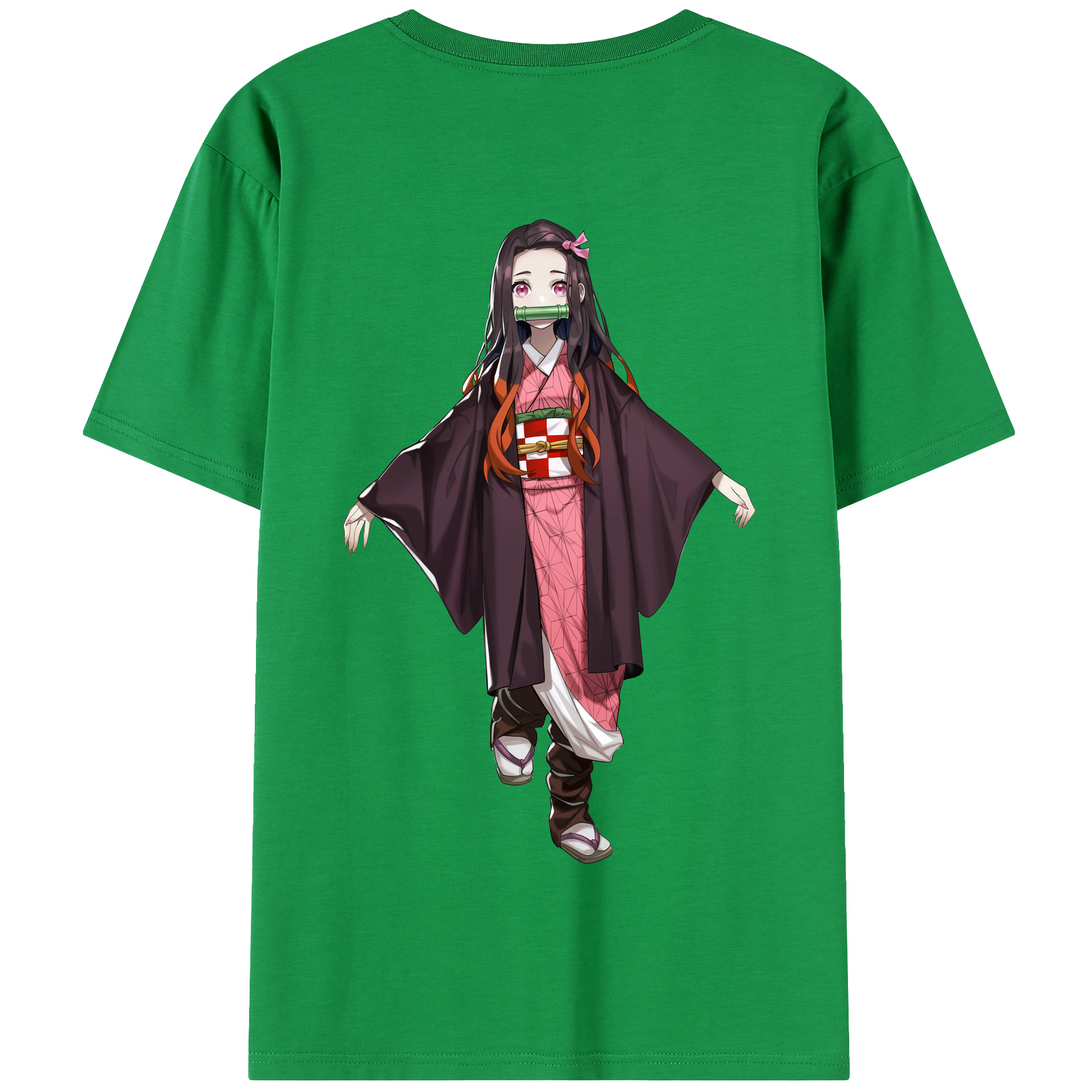 （画像用） 鬼滅の刃（きめつのやいば）竈門 禰󠄀豆子／かまど ねずこ Kamado Nezuko 綿100％半袖Tシャツ（背面プリント）