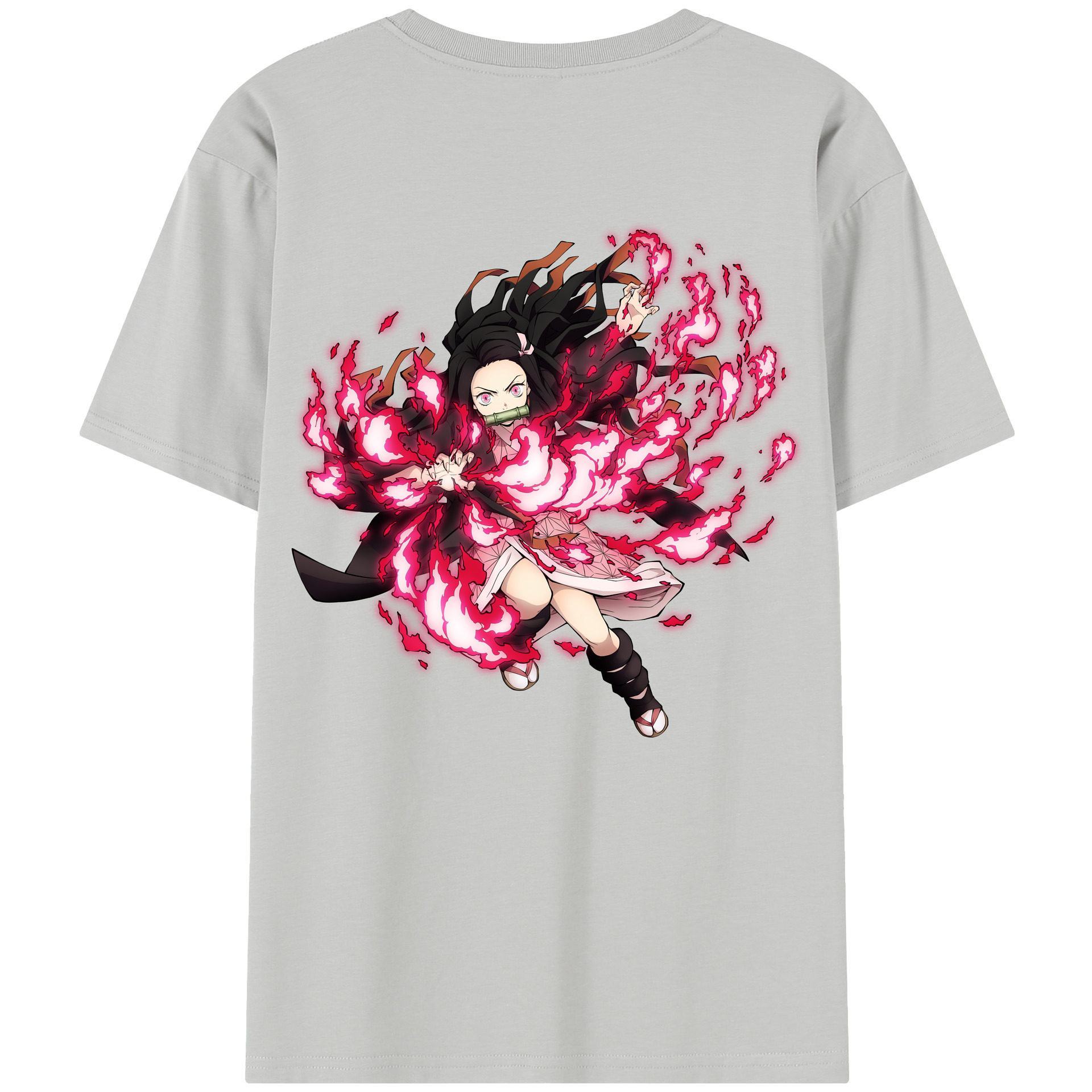 （画像用） 鬼滅の刃（きめつのやいば）竈門 禰󠄀豆子／かまど ねずこ Kamado Nezuko 綿100％半袖Tシャツ（背面プリント）