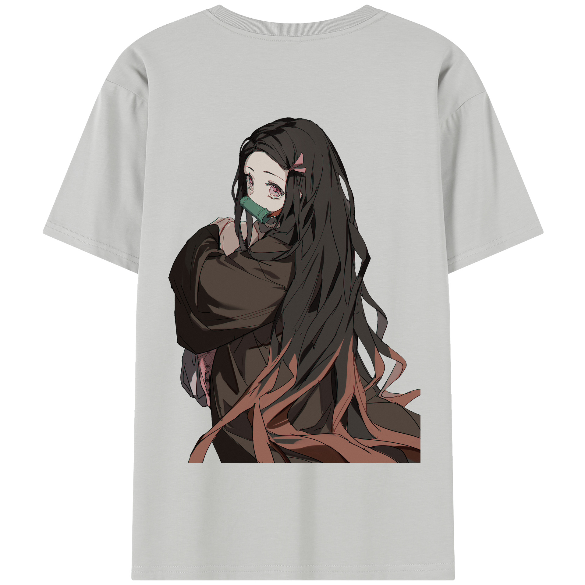 （画像用） 鬼滅の刃（きめつのやいば）竈門 禰󠄀豆子／かまど ねずこ Kamado Nezuko 綿100％半袖Tシャツ（背面プリント）