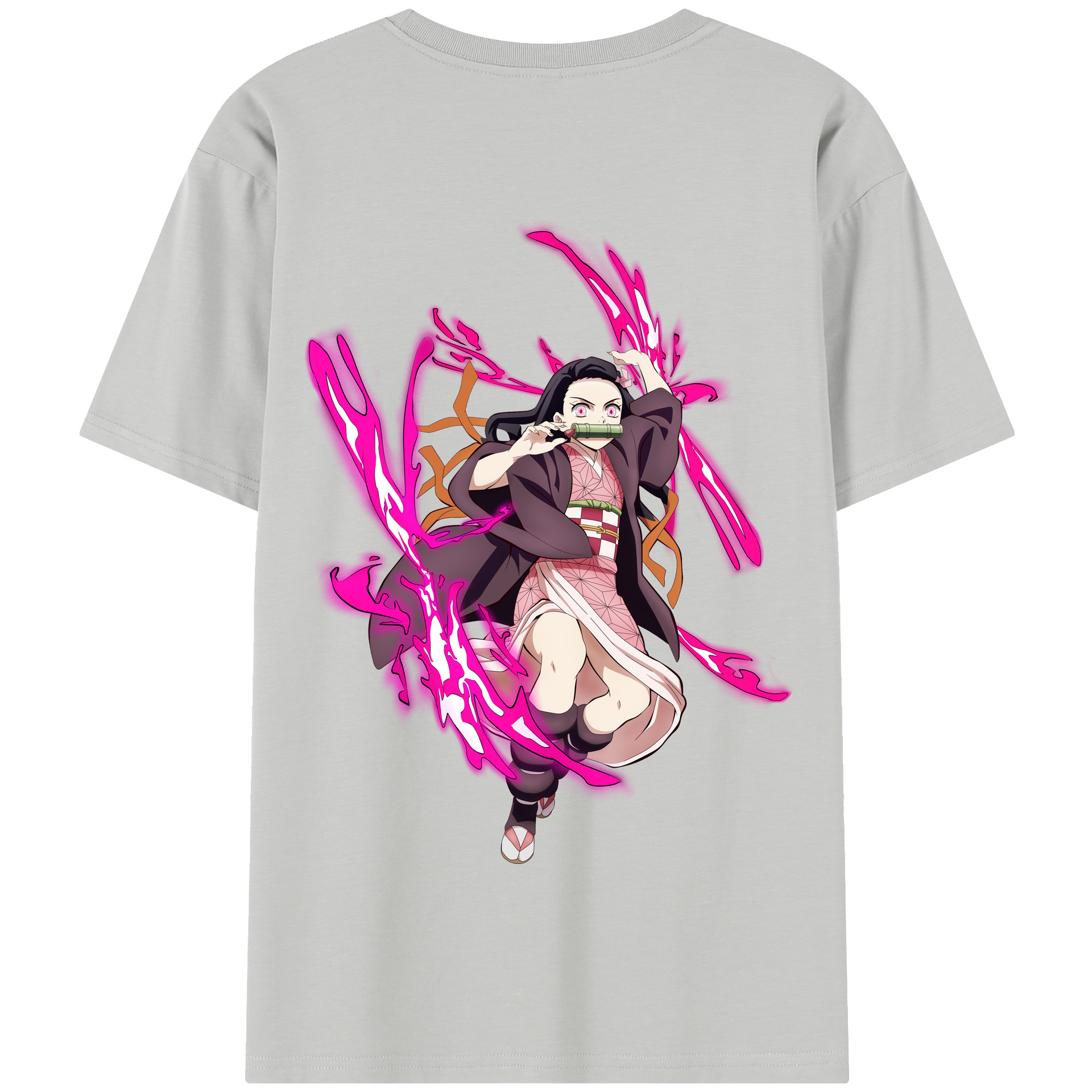 （画像用） 鬼滅の刃（きめつのやいば）竈門 禰󠄀豆子／かまど ねずこ Kamado Nezuko 綿100％半袖Tシャツ（背面プリント）