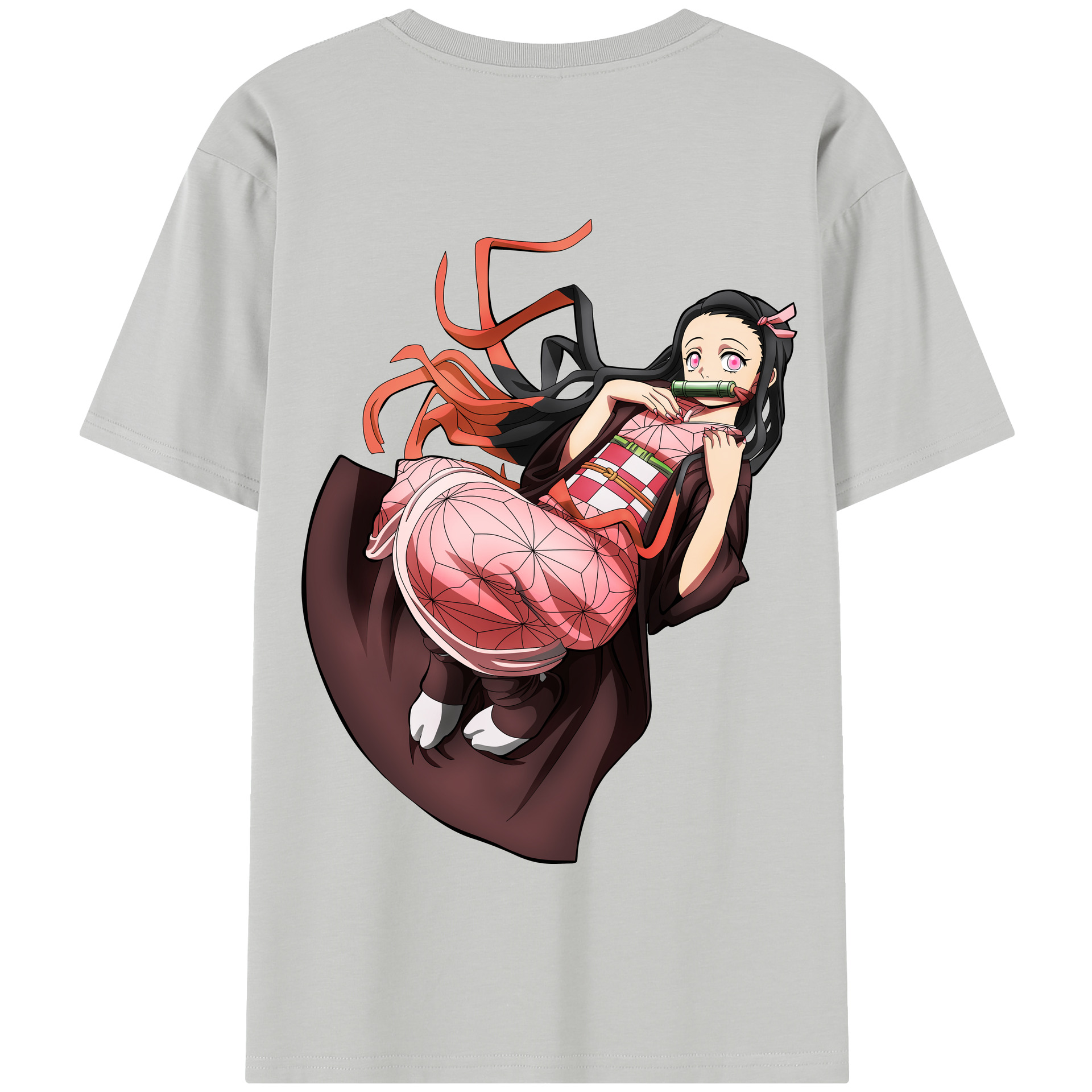 （画像用） 鬼滅の刃（きめつのやいば）竈門 禰󠄀豆子／かまど ねずこ Kamado Nezuko 綿100％半袖Tシャツ（背面プリント）