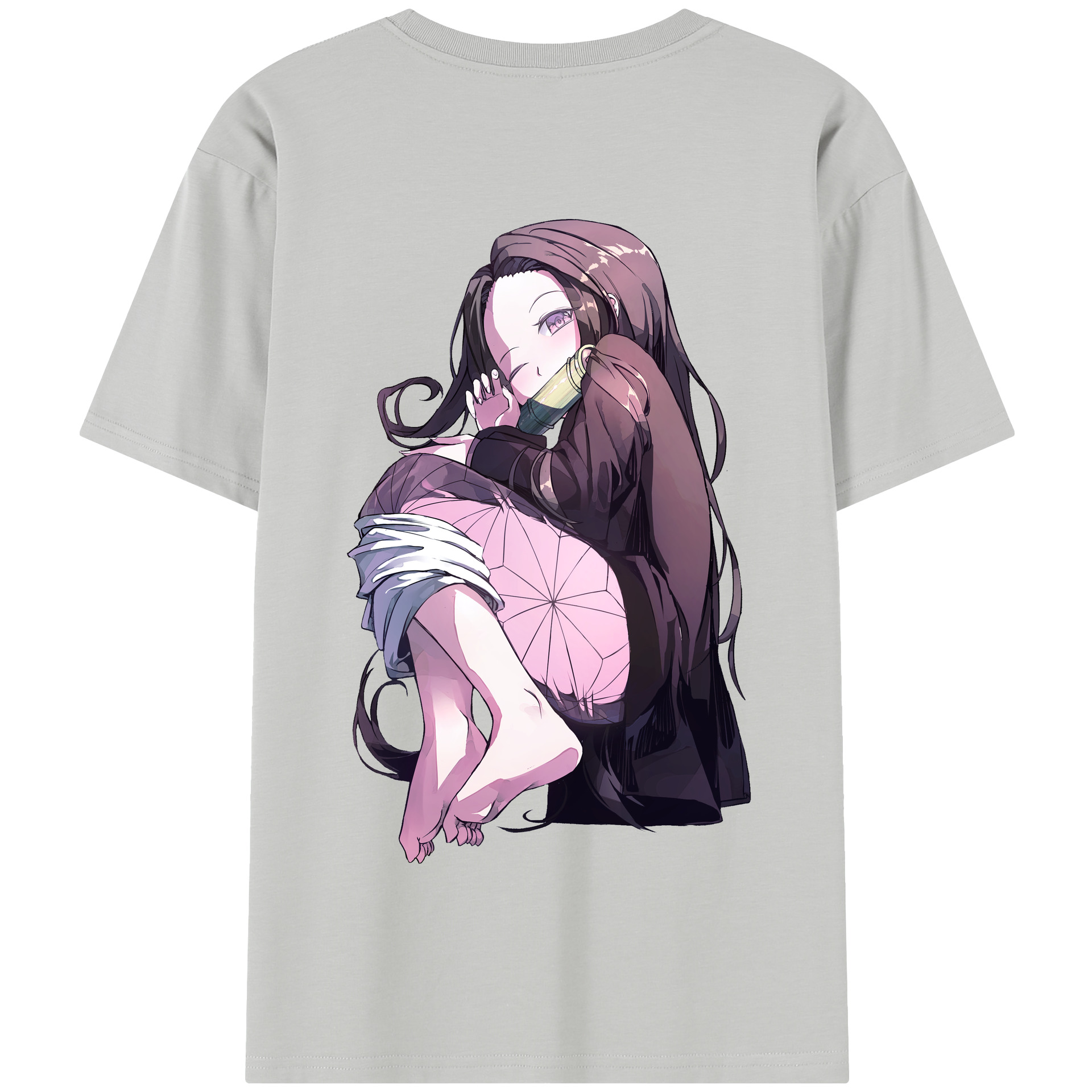 （画像用） 鬼滅の刃（きめつのやいば）竈門 禰󠄀豆子／かまど ねずこ Kamado Nezuko 綿100％半袖Tシャツ（背面プリント）