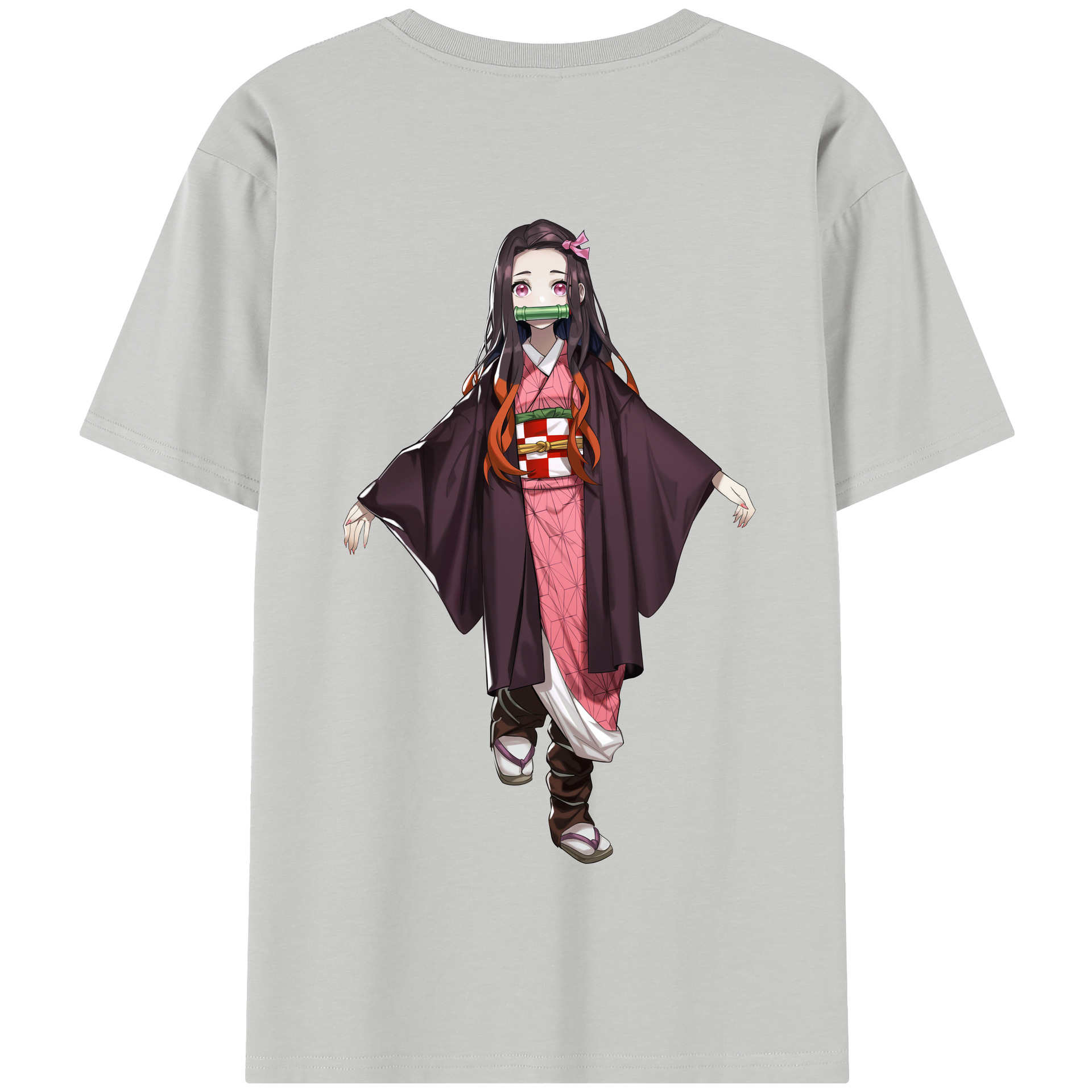 （画像用） 鬼滅の刃（きめつのやいば）竈門 禰󠄀豆子／かまど ねずこ Kamado Nezuko 綿100％半袖Tシャツ（背面プリント）
