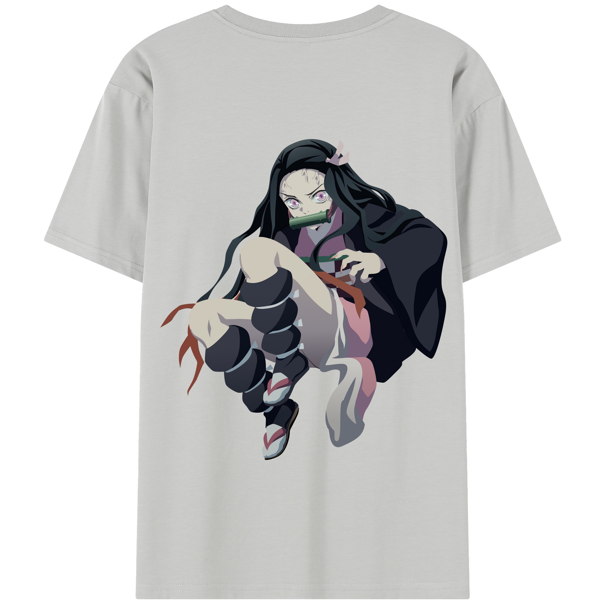 （画像用） 鬼滅の刃（きめつのやいば）竈門 禰󠄀豆子／かまど ねずこ Kamado Nezuko 綿100％半袖Tシャツ（背面プリント）