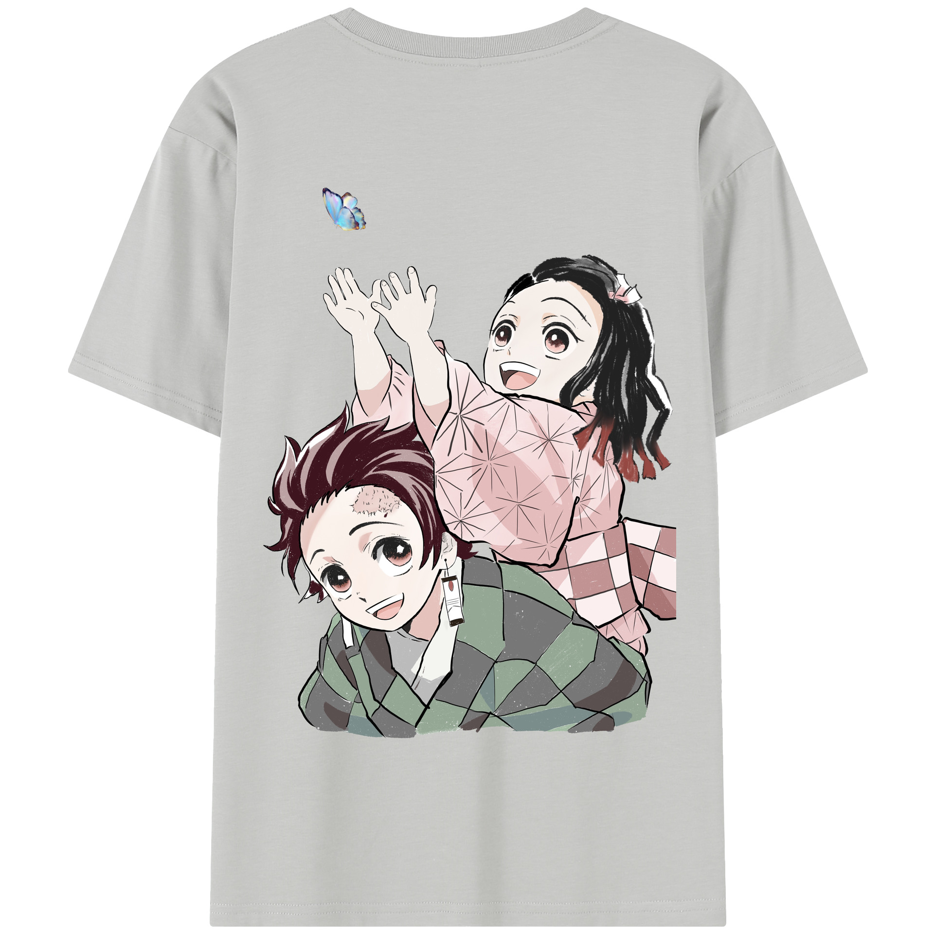 （画像用） 鬼滅の刃（きめつのやいば）竈門 禰󠄀豆子／かまど ねずこ Kamado Nezuko 綿100％半袖Tシャツ（背面プリント）