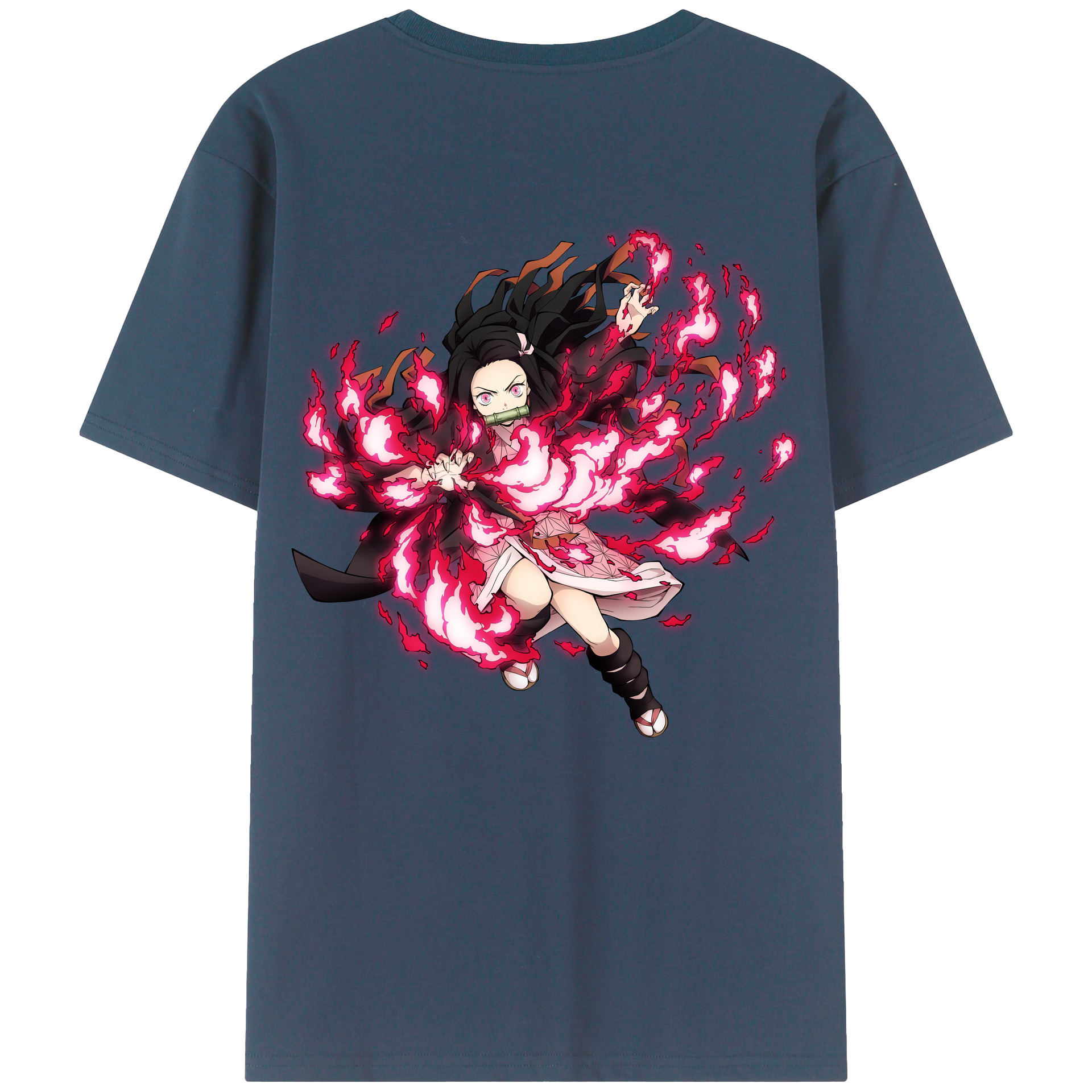 （画像用） 鬼滅の刃（きめつのやいば）竈門 禰󠄀豆子／かまど ねずこ Kamado Nezuko 綿100％半袖Tシャツ（背面プリント）