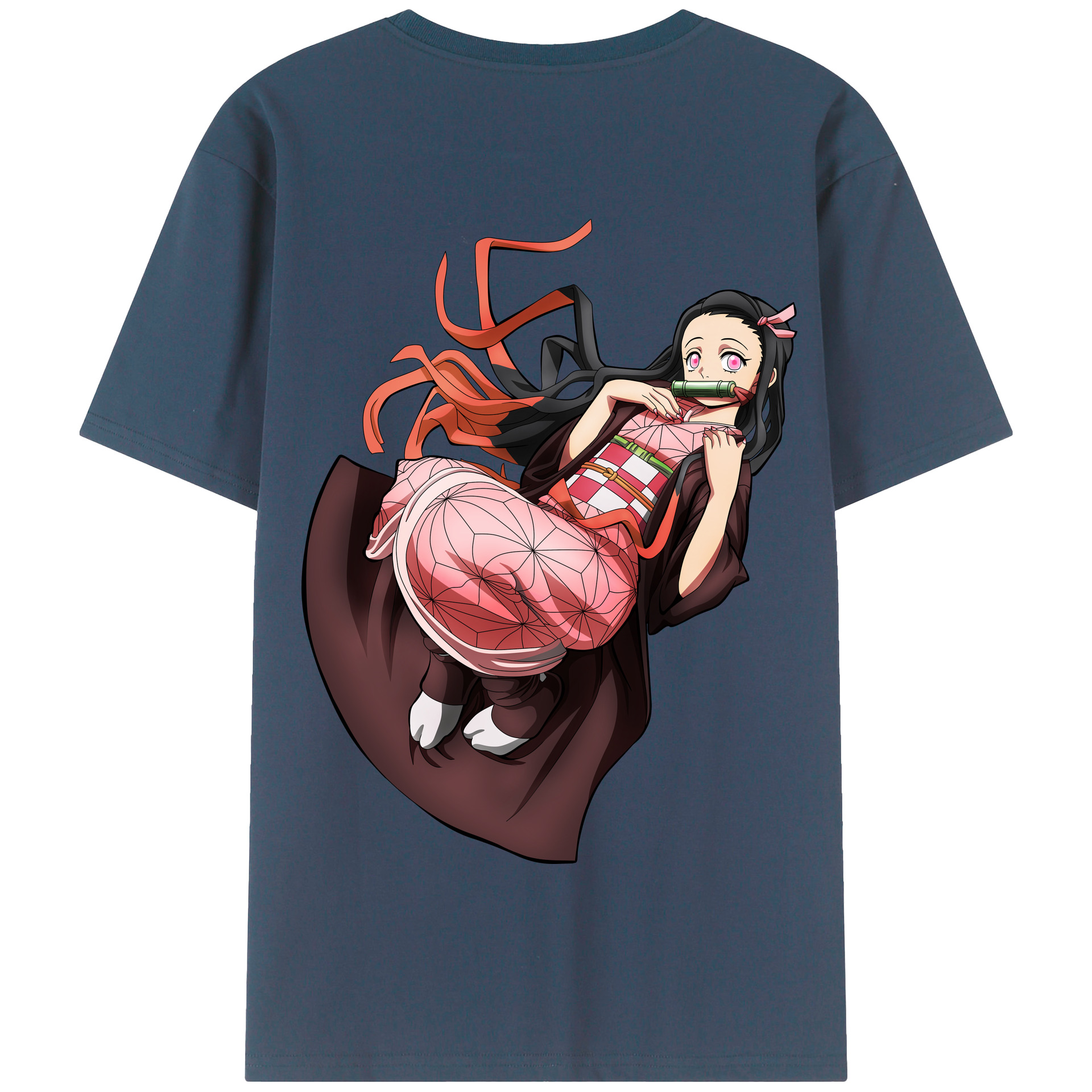 （画像用） 鬼滅の刃（きめつのやいば）竈門 禰󠄀豆子／かまど ねずこ Kamado Nezuko 綿100％半袖Tシャツ（背面プリント）