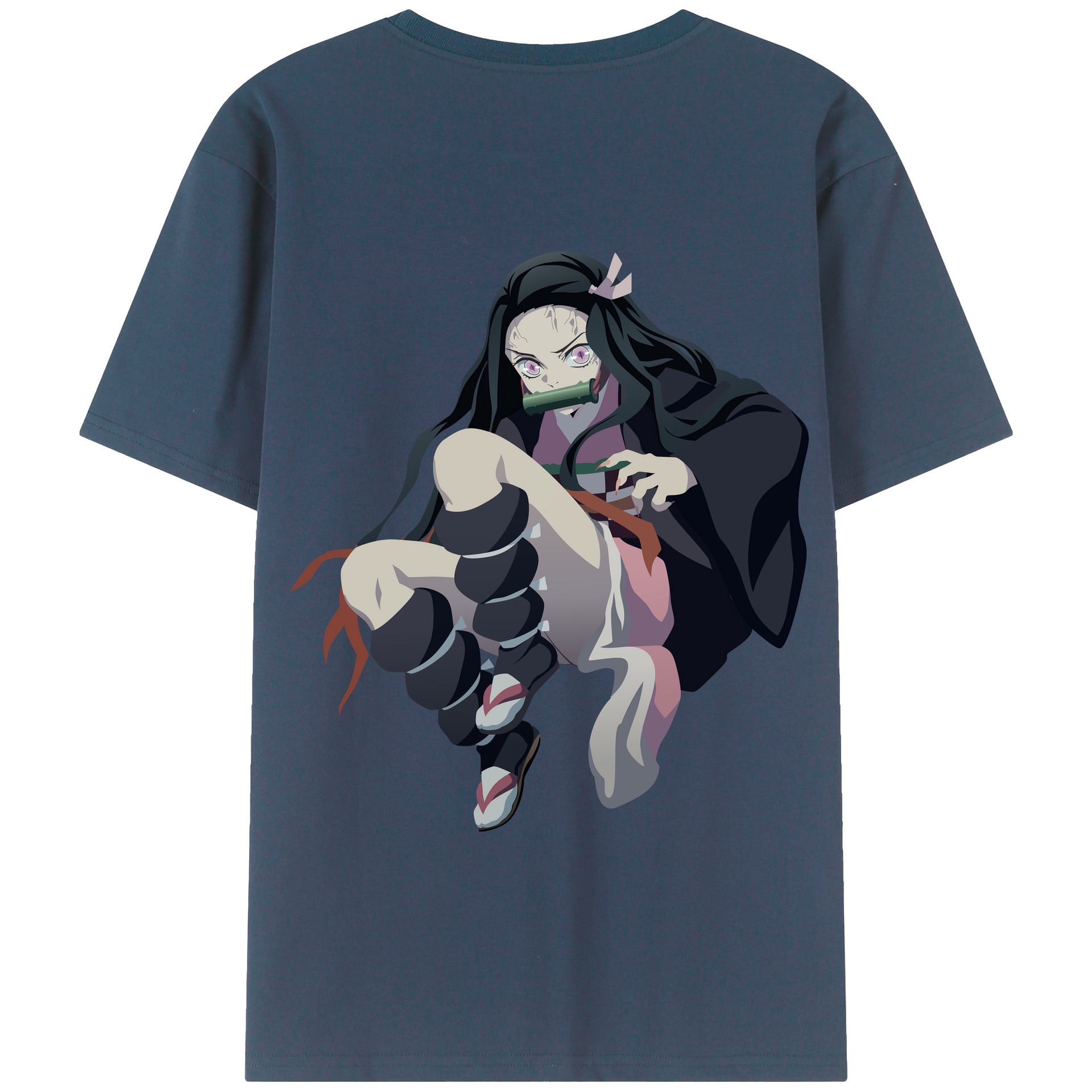 （画像用） 鬼滅の刃（きめつのやいば）竈門 禰󠄀豆子／かまど ねずこ Kamado Nezuko 綿100％半袖Tシャツ（背面プリント）