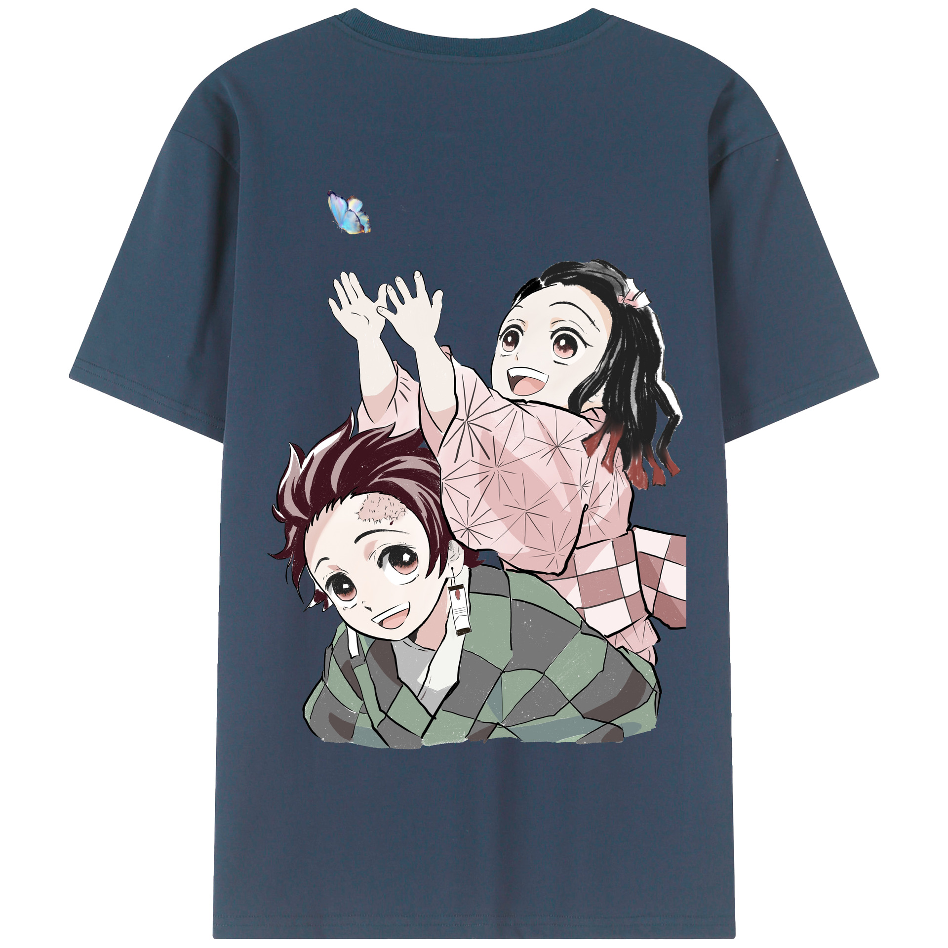 （画像用） 鬼滅の刃（きめつのやいば）竈門 禰󠄀豆子／かまど ねずこ Kamado Nezuko 綿100％半袖Tシャツ（背面プリント）