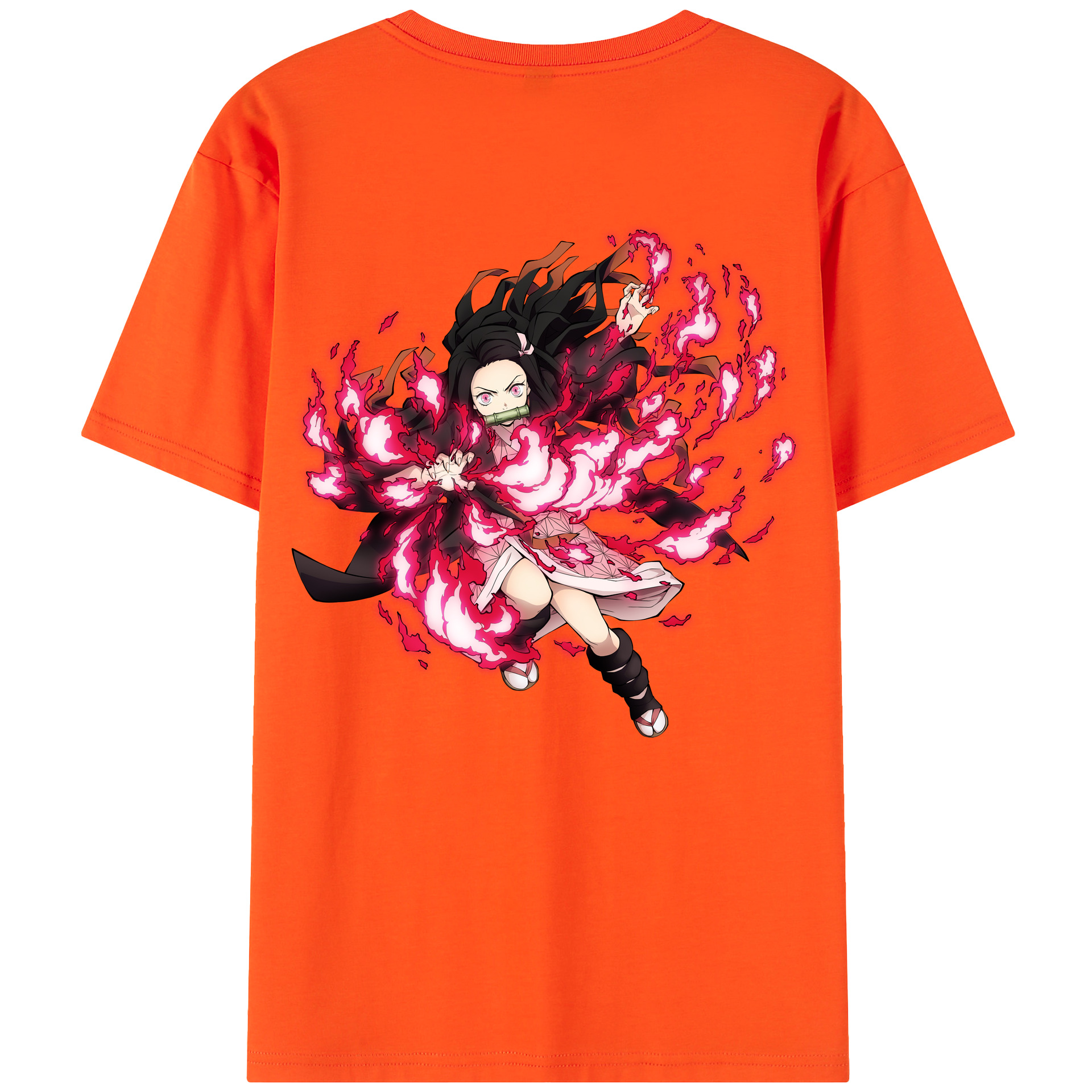 （画像用） 鬼滅の刃（きめつのやいば）竈門 禰󠄀豆子／かまど ねずこ Kamado Nezuko 綿100％半袖Tシャツ（背面プリント）