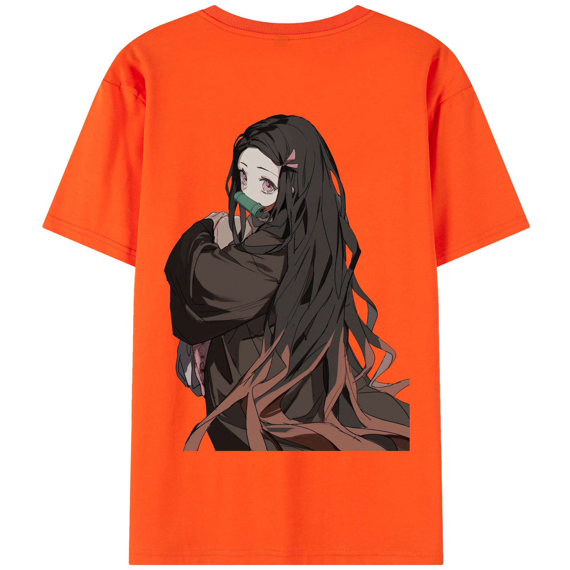 （画像用） 鬼滅の刃（きめつのやいば）竈門 禰󠄀豆子／かまど ねずこ Kamado Nezuko 綿100％半袖Tシャツ（背面プリント）