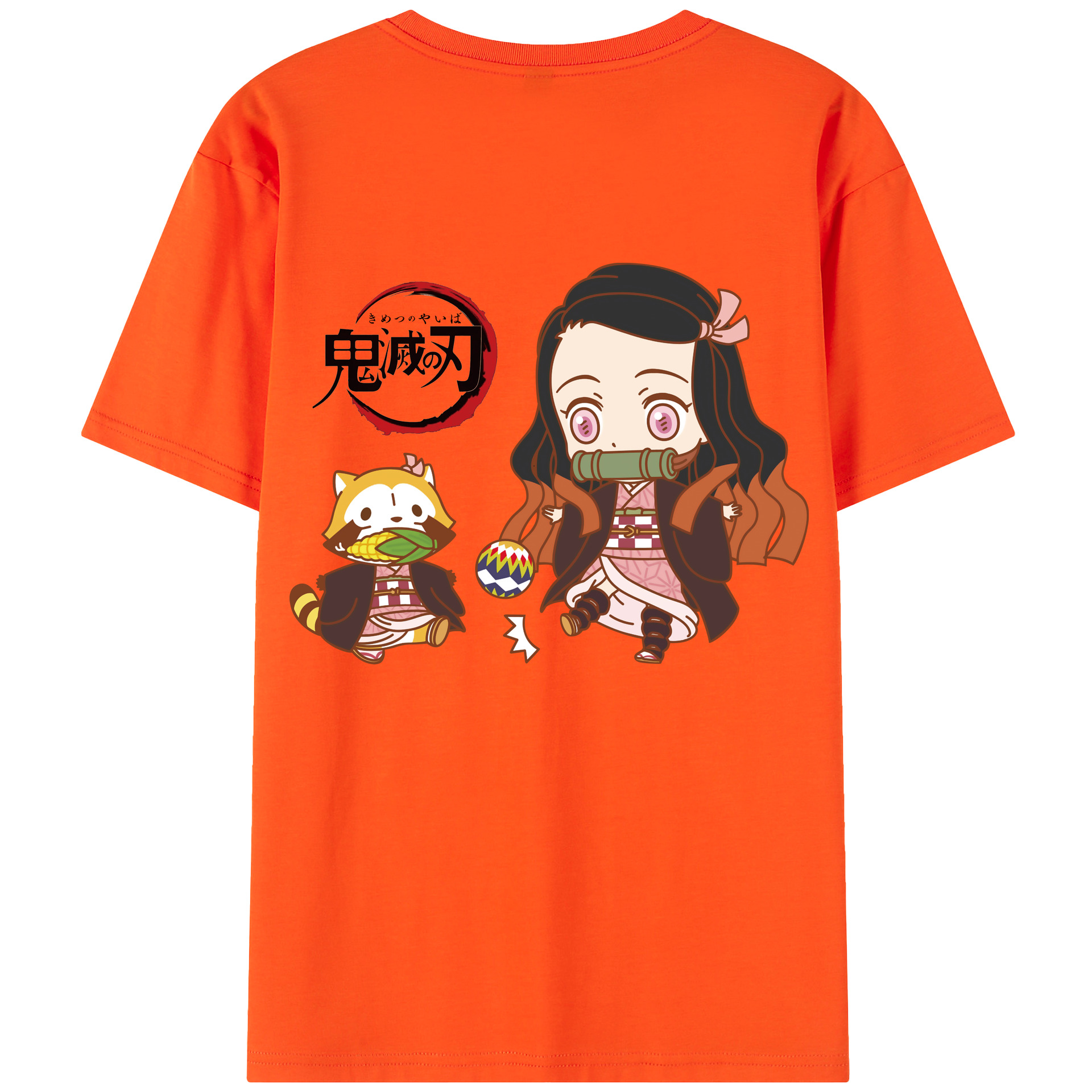 （画像用） 鬼滅の刃（きめつのやいば）竈門 禰󠄀豆子／かまど ねずこ Kamado Nezuko 綿100％半袖Tシャツ（背面プリント）