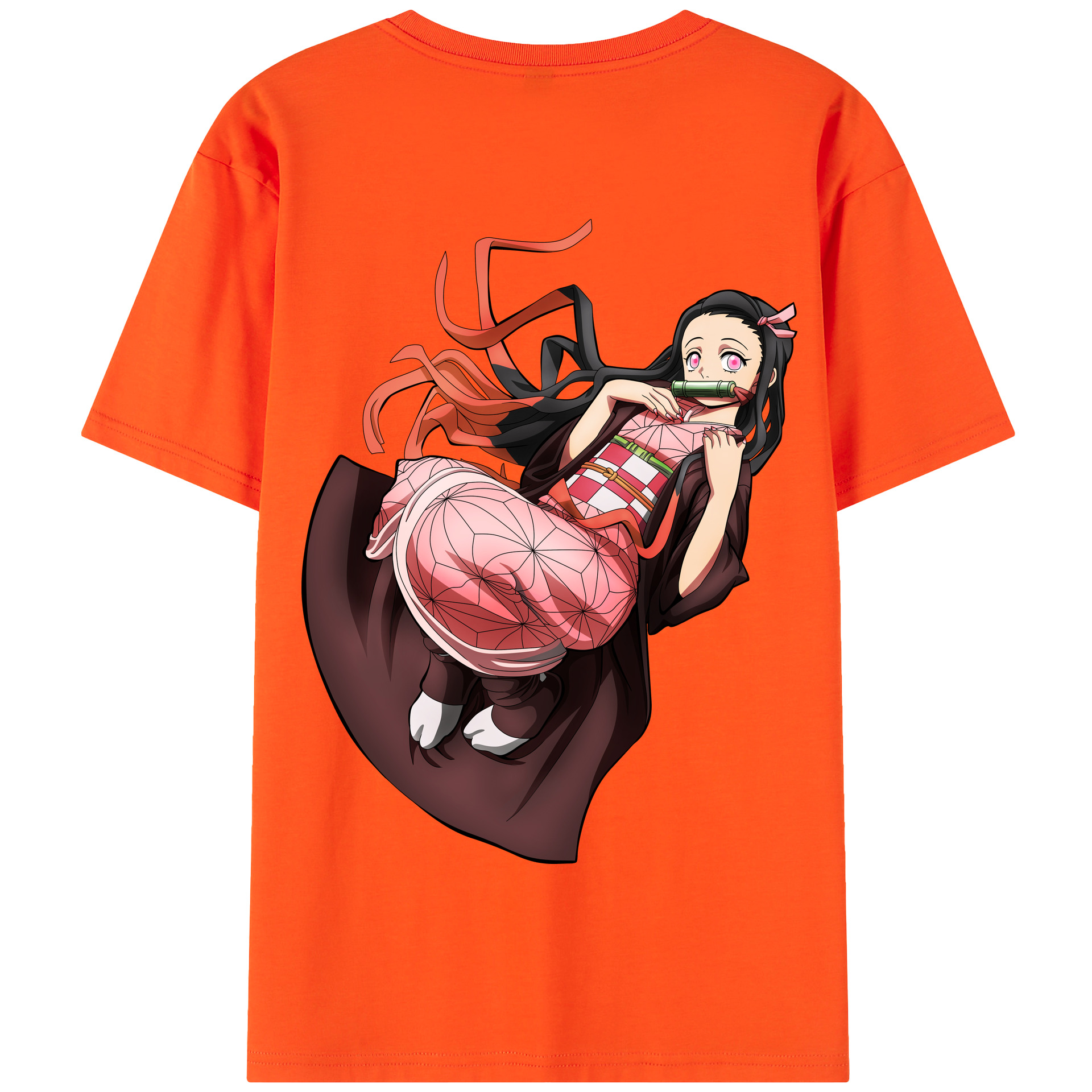 （画像用） 鬼滅の刃（きめつのやいば）竈門 禰󠄀豆子／かまど ねずこ Kamado Nezuko 綿100％半袖Tシャツ（背面プリント）
