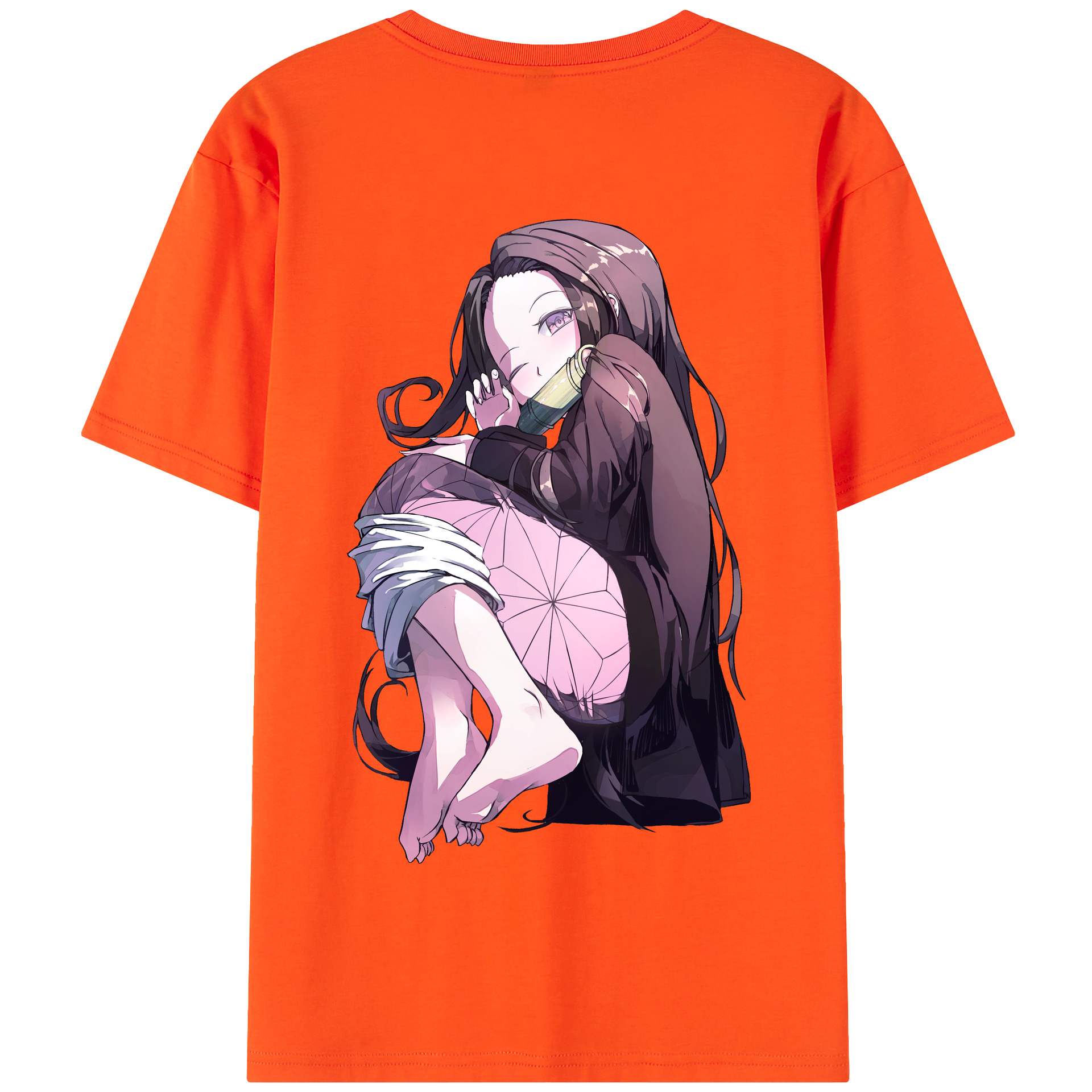 （画像用） 鬼滅の刃（きめつのやいば）竈門 禰󠄀豆子／かまど ねずこ Kamado Nezuko 綿100％半袖Tシャツ（背面プリント）