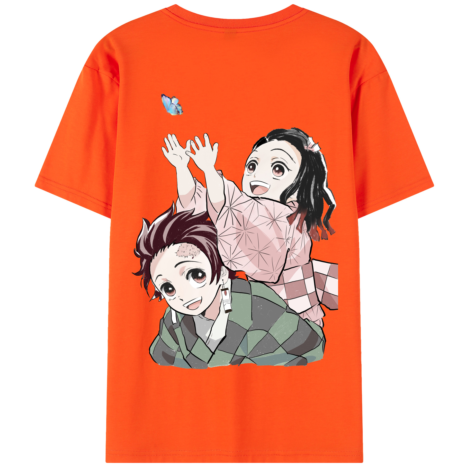 （画像用） 鬼滅の刃（きめつのやいば）竈門 禰󠄀豆子／かまど ねずこ Kamado Nezuko 綿100％半袖Tシャツ（背面プリント）