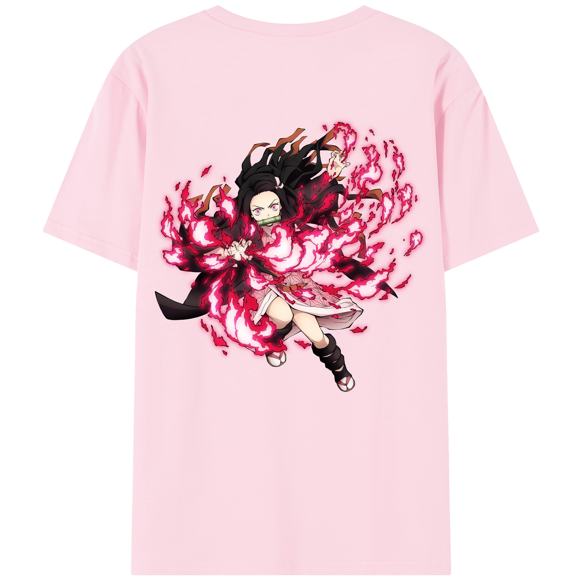 （画像用） 鬼滅の刃（きめつのやいば）竈門 禰󠄀豆子／かまど ねずこ Kamado Nezuko 綿100％半袖Tシャツ（背面プリント）