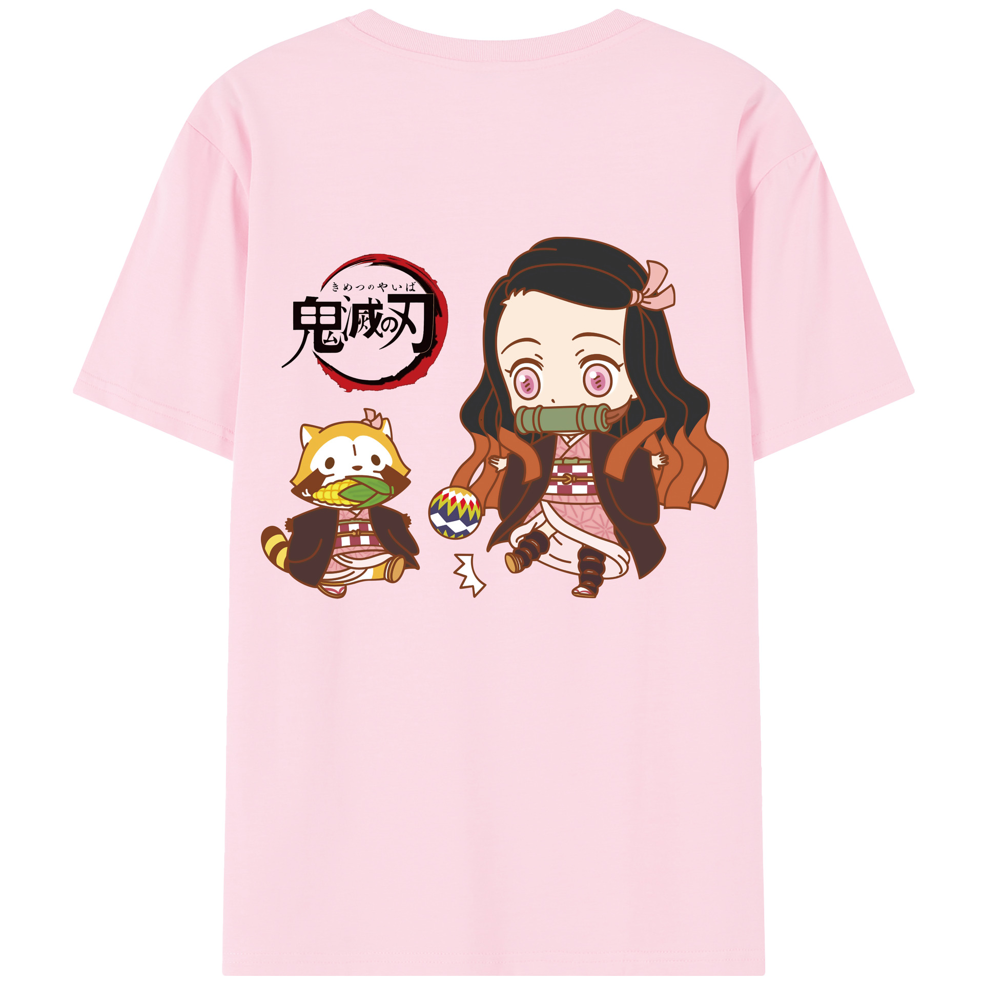 （画像用） 鬼滅の刃（きめつのやいば）竈門 禰󠄀豆子／かまど ねずこ Kamado Nezuko 綿100％半袖Tシャツ（背面プリント）