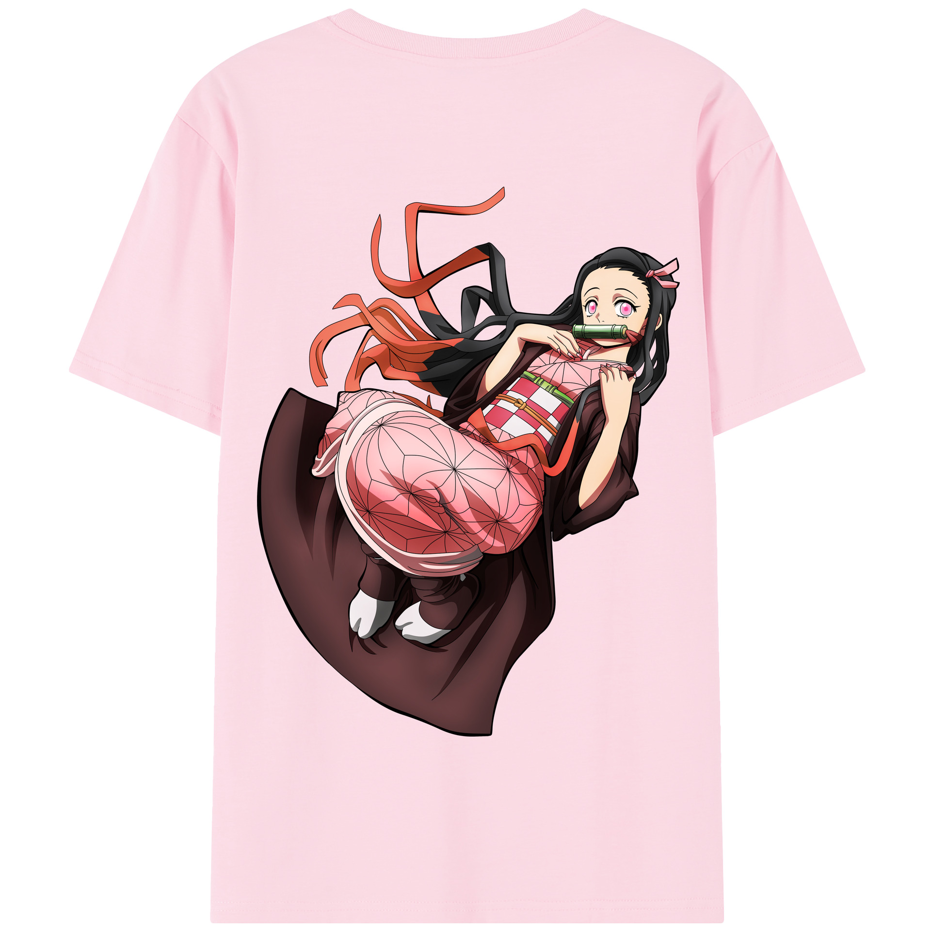 （画像用） 鬼滅の刃（きめつのやいば）竈門 禰󠄀豆子／かまど ねずこ Kamado Nezuko 綿100％半袖Tシャツ（背面プリント）